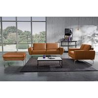 Ecksofa Spring Cognac Chrom, B: 177 cm - Chromfarben/Cognac, Design, Leder (177/85/92cm) - Livetastic