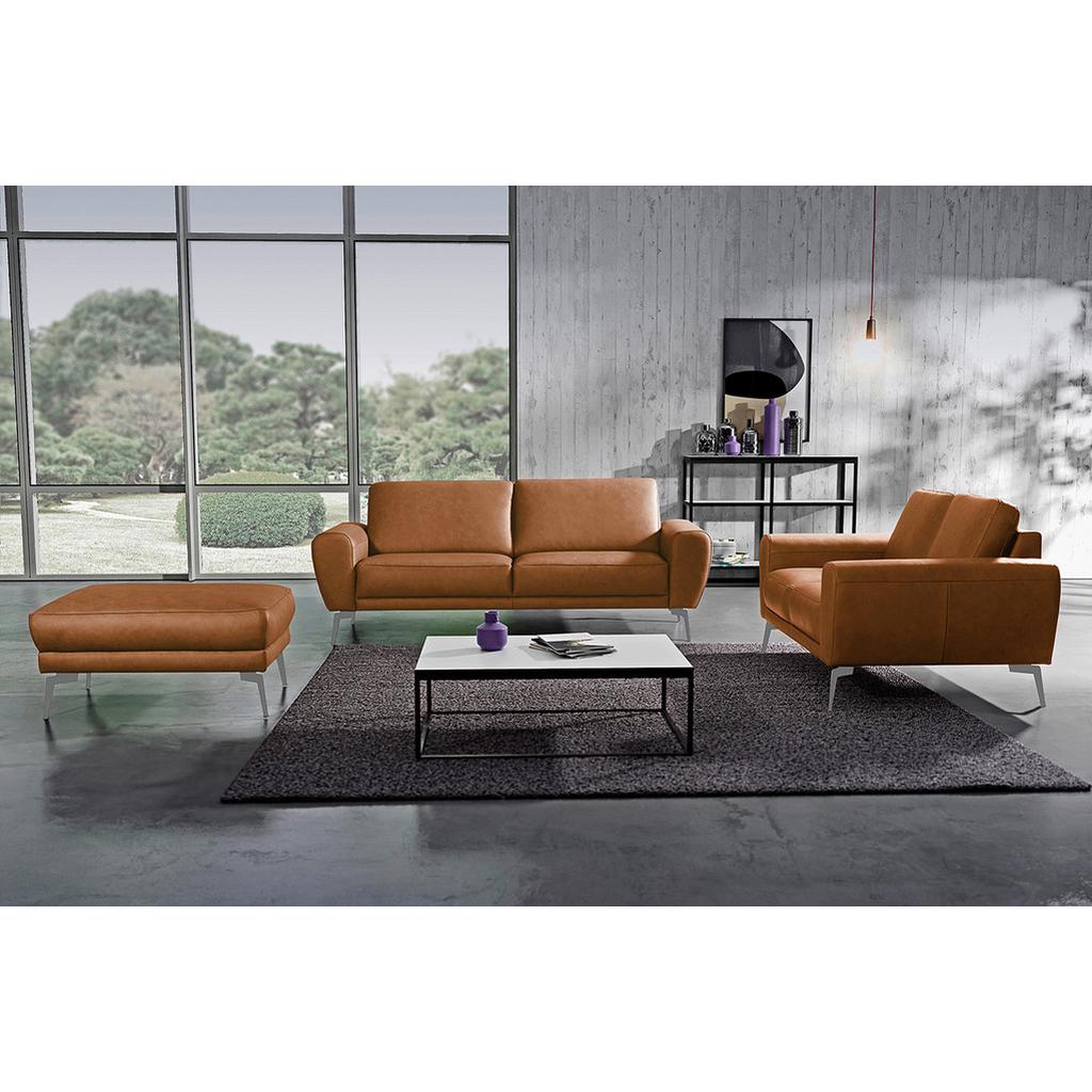 Ecksofa Spring Cognac Chrom, B: 177 cm