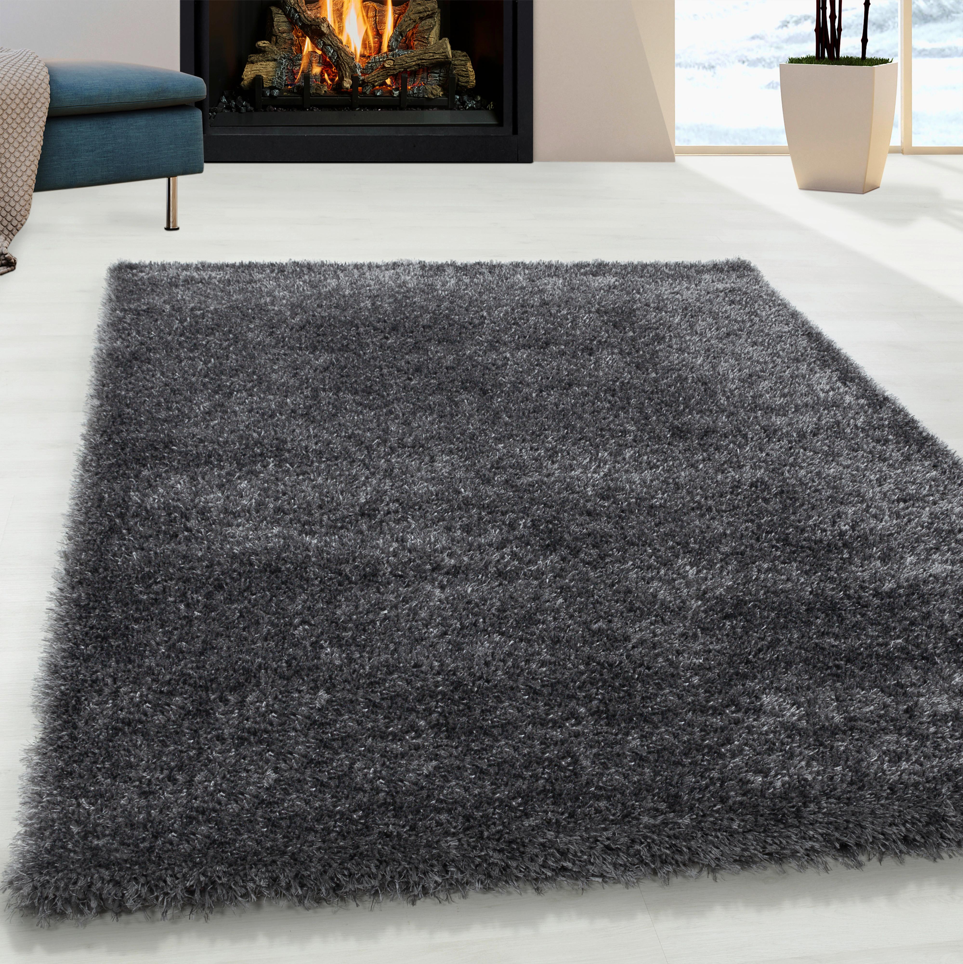 Hochflor Teppich Grau Brilliant 80x150 Cm - Grau, Basics, Textil (80/150cm)