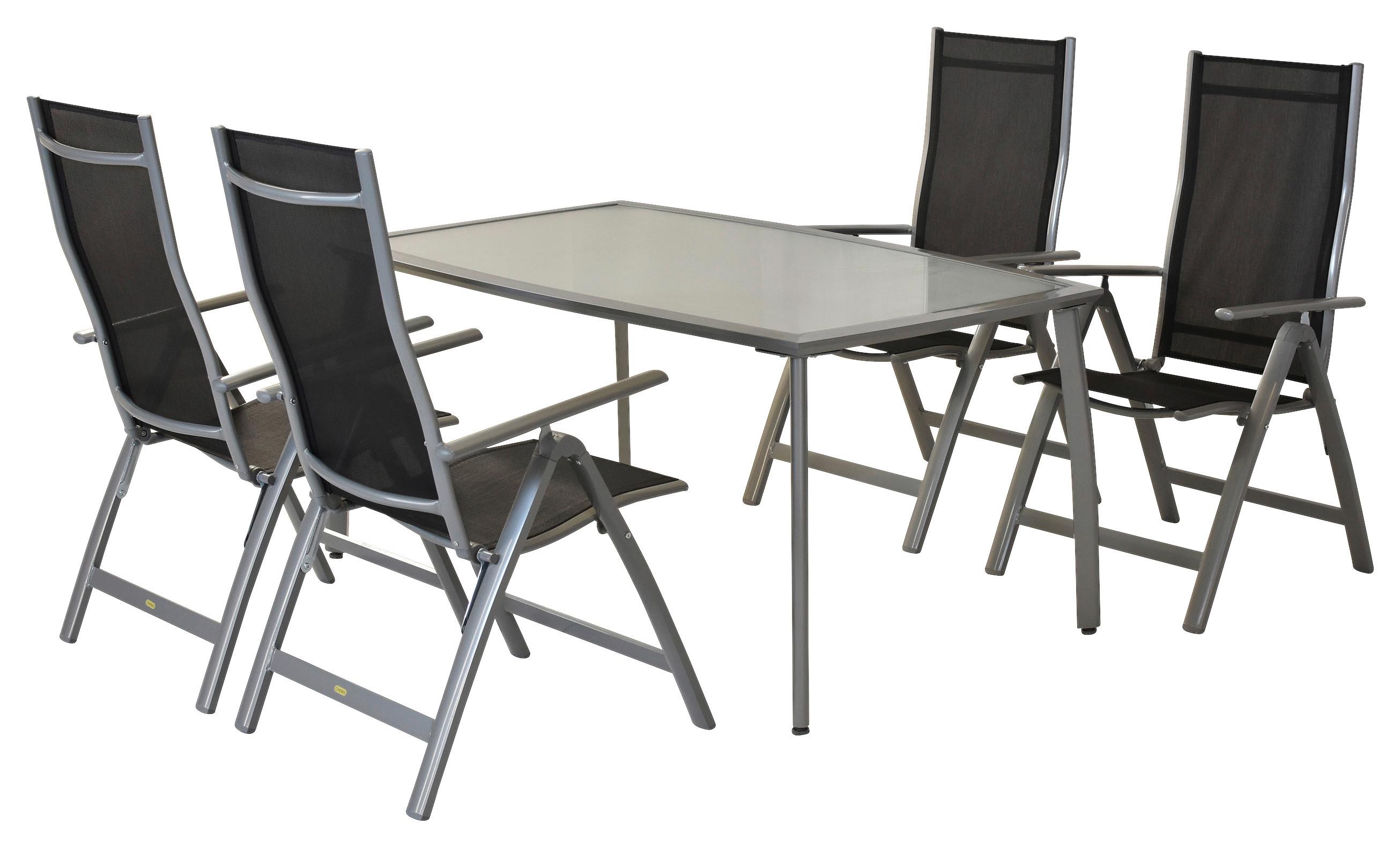 Gartenset Carrara - Silberfarben/Schwarz, MODERN, Textil/Metall - Gardenson