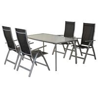 Gartenset Carrara - Silberfarben/Schwarz, MODERN, Textil/Metall - Gardenson