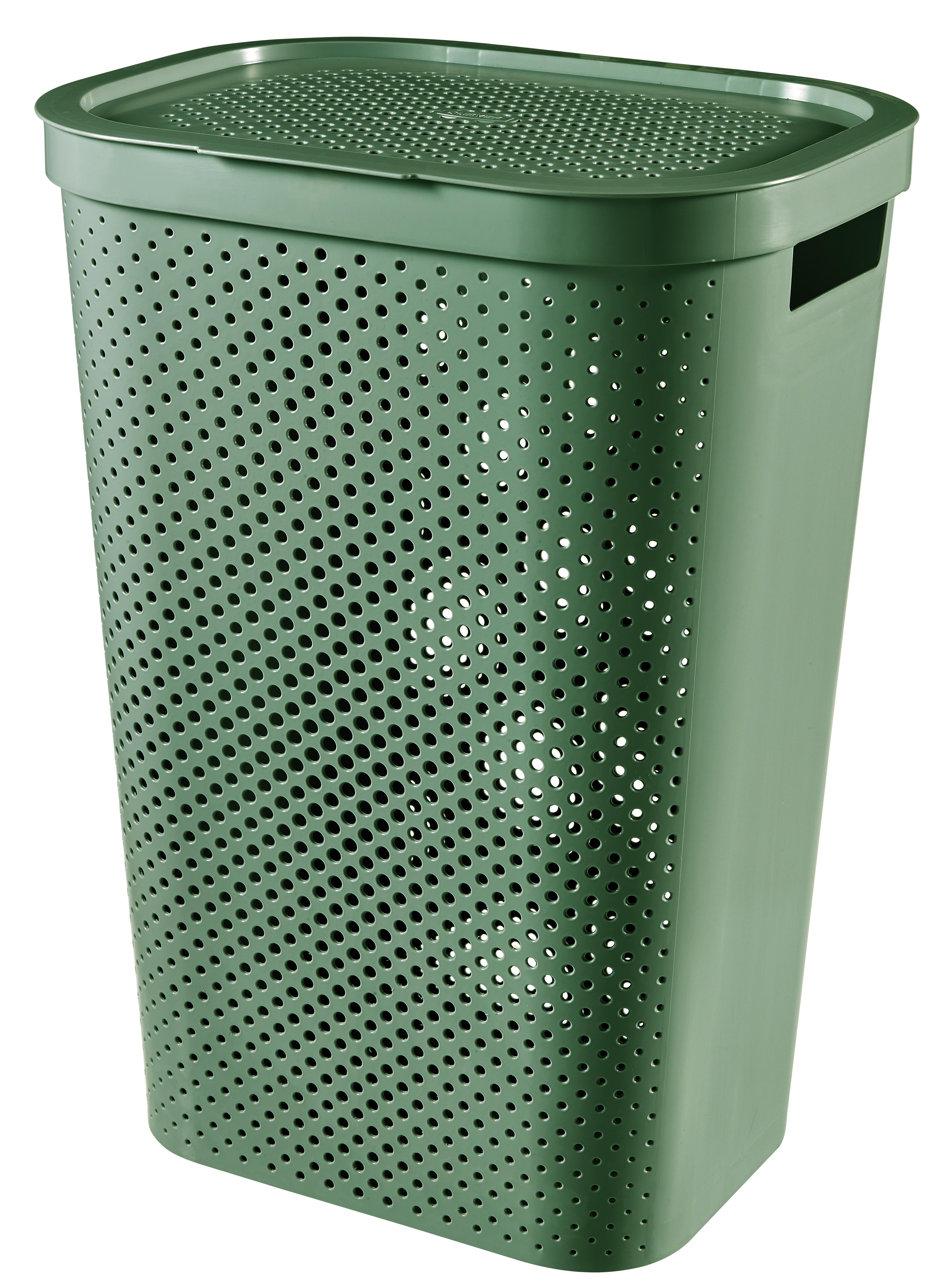 Koš Na Prádlo Hamper 59 L - tmavě zelená, Moderní, plast (44/60/35cm)