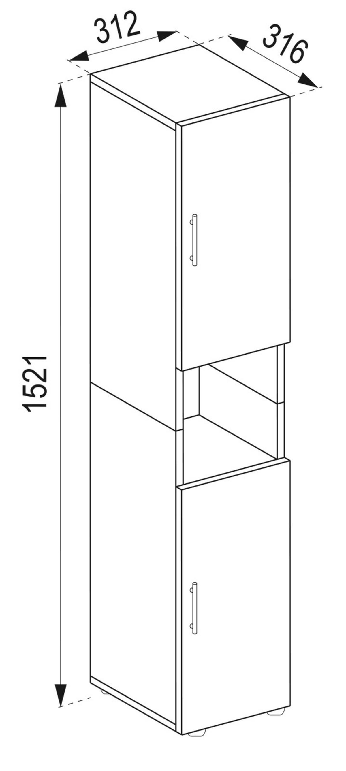Hochschrank Bad Flandu BxH 31x 160 cm, Honig Eiche Dekor - Honigeiche/Schwarz, MODERN, Holzwerkstoff (31/160/30cm) - MID.YOU