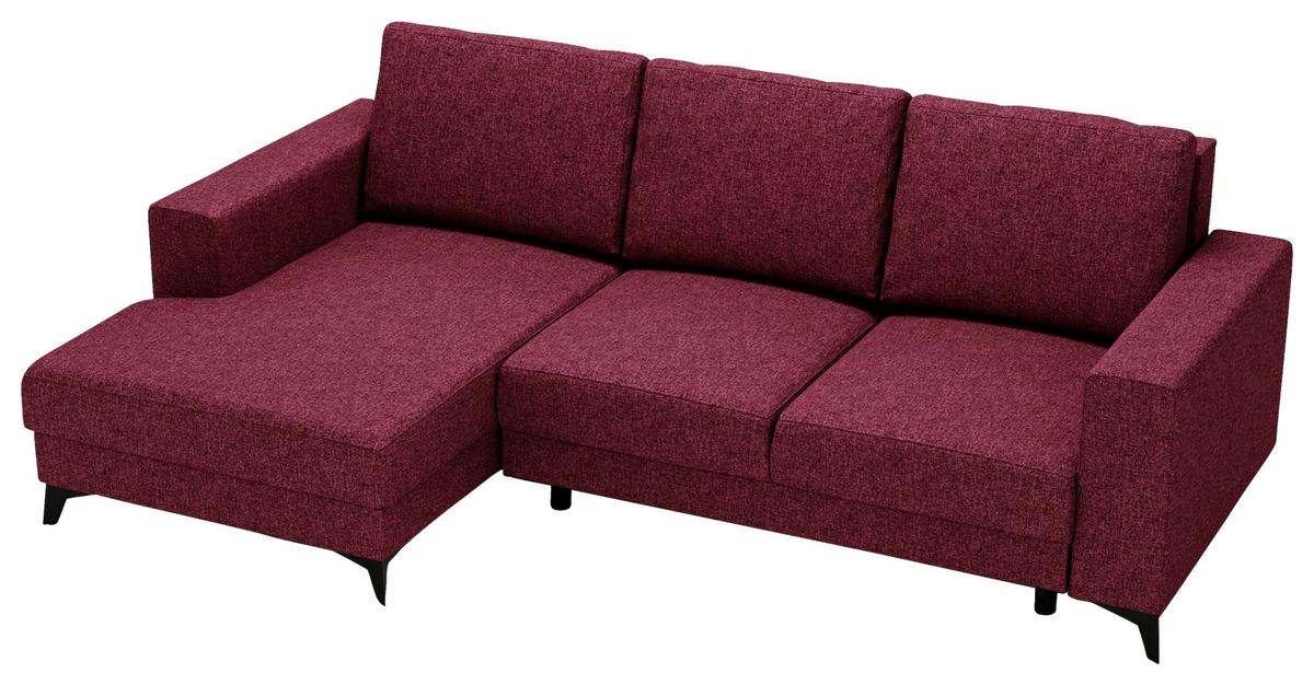 Ecksofa Harvey 156x244 Cm Mit Schlaffunktion Rot - Rot/Schwarz, Design, Textil (156/244cm) - Livetastic