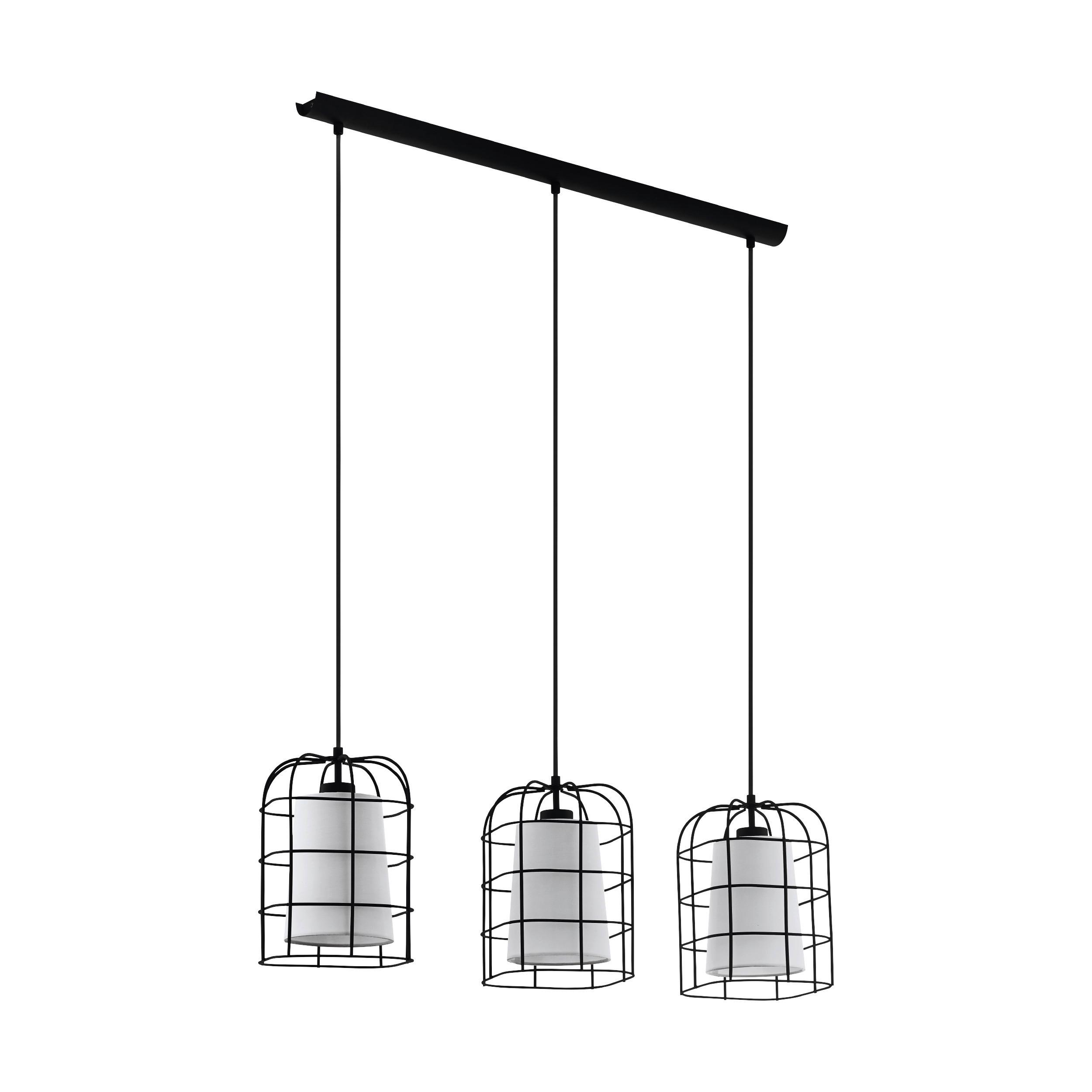 Hängeleuchte Bittams H: 110 cm 3-Flammig, Schwarz/Weiß