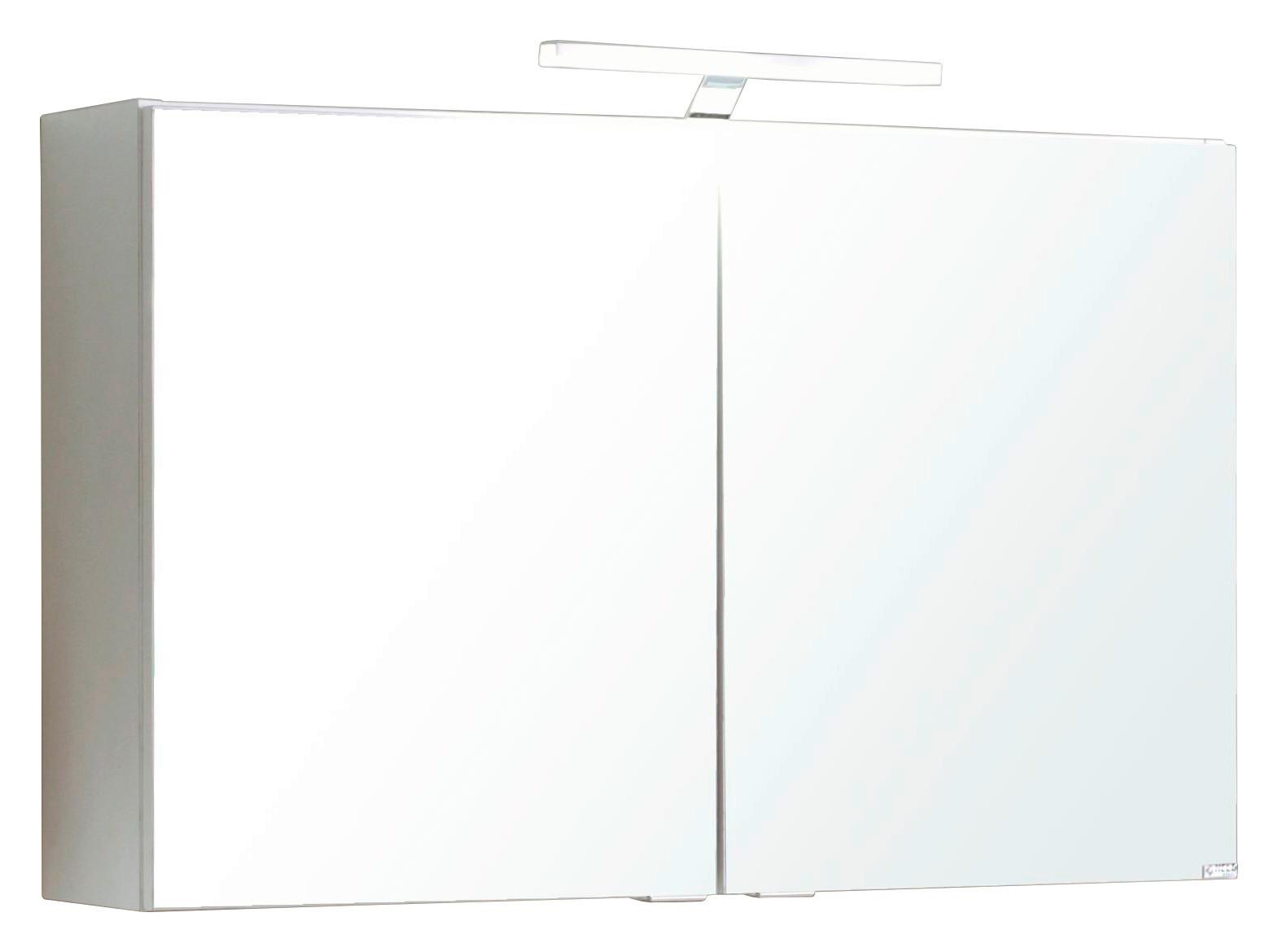 Spiegelschrank Siena mit LED 2-türig B/H/T: 80x65x20cm Weiß - Weiß, MODERN, Holzwerkstoff (80/65/20cm) - Held