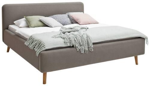 Polsterbett Mattis 180x200cm Taupe, inkl. Bettkasten - Taupe/Eichefarben, Design, Holz/Textil (180/200cm) - Livetastic