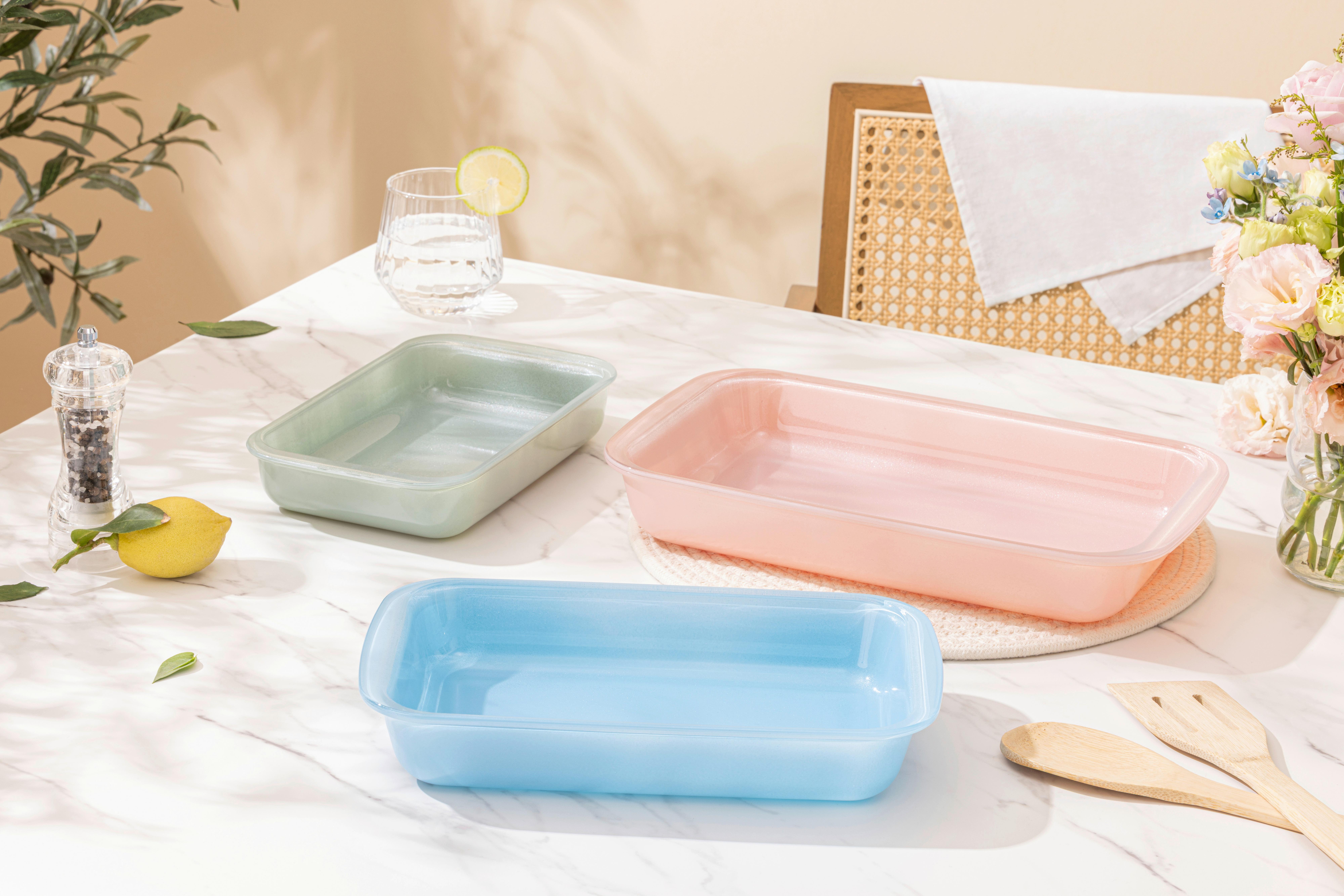 Auflaufformenset Astrid - Blau/Rosa, LIFESTYLE, Glas - Luca Bessoni