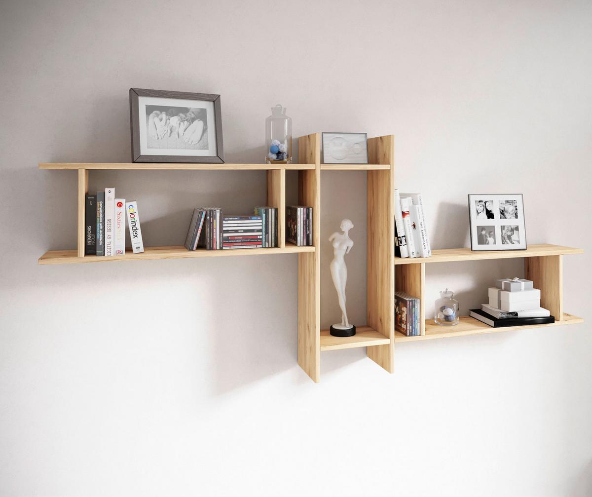 Wandregalset Sirola Honigeiche Dekor B:21cm - Honigeiche, Design, Holzwerkstoff (21/152/14cm) - MID.YOU