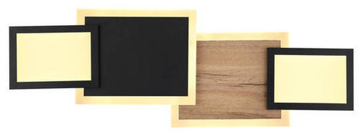 LED-Deckenleuchte 67279-30 - Opal/Schwarz, Design, Holzwerkstoff/Kunststoff (71,5/25/8cm) - Globo