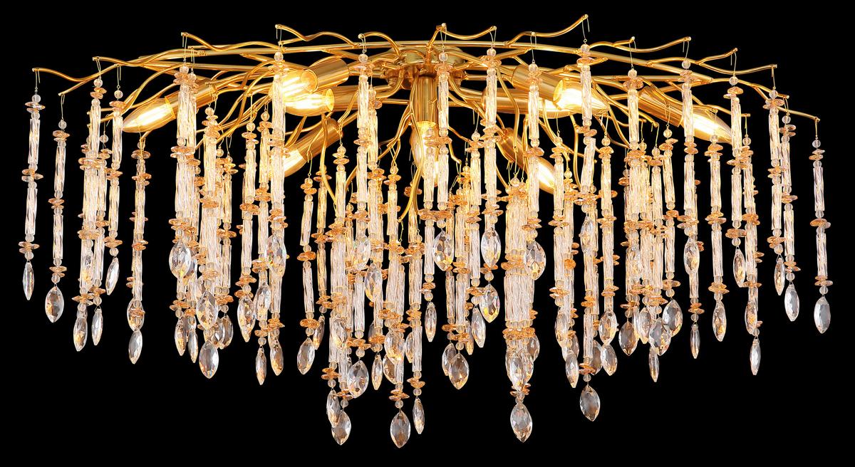 Deckenleuchte Gloria Kristalgllas, ca. 100x55x48 cm - Klar/Goldfarben, KONVENTIONELL, Glas/Metall (100/55/48cm) - Globo
