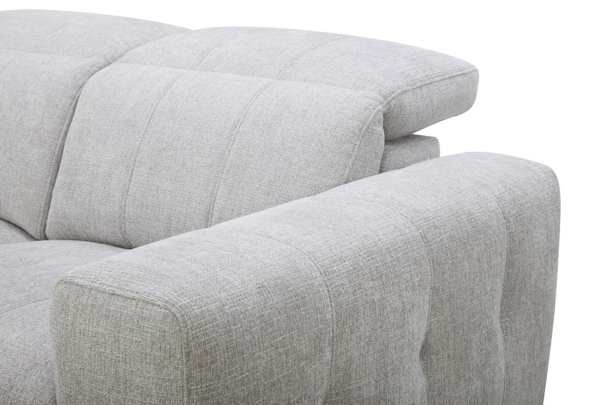 Trojmiestna pohovka ALVARO, sivý zamat, relax.funkcia - sivá/prírodná farba, Modern, kov/drevo (220/79/109cm) - Mömax