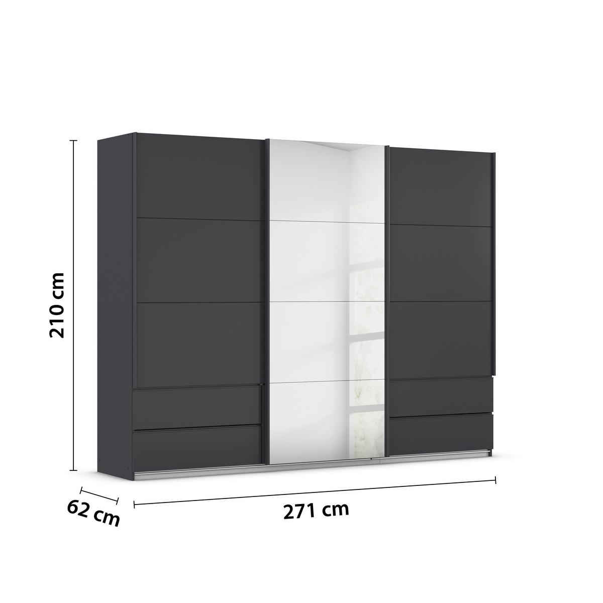 Schwebetürenschrank Karpo - Grau, KONVENTIONELL, Holzwerkstoff (271/210/62cm)