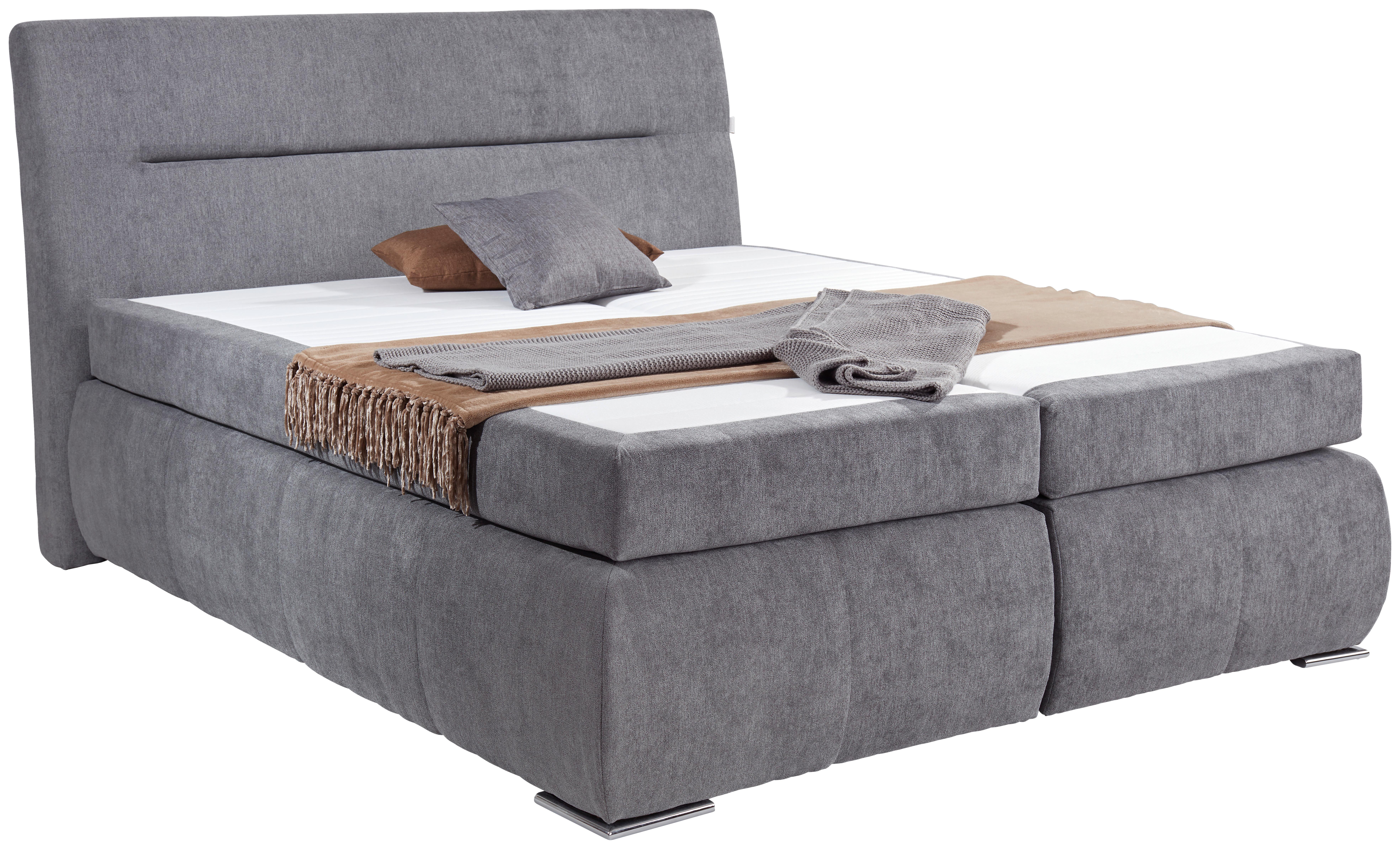 BOXSPRINGOVÁ POSTEĽ PENNA H2/H3 - antracitová/chrómová, Konventionell, kov/textil (180/200cm)
