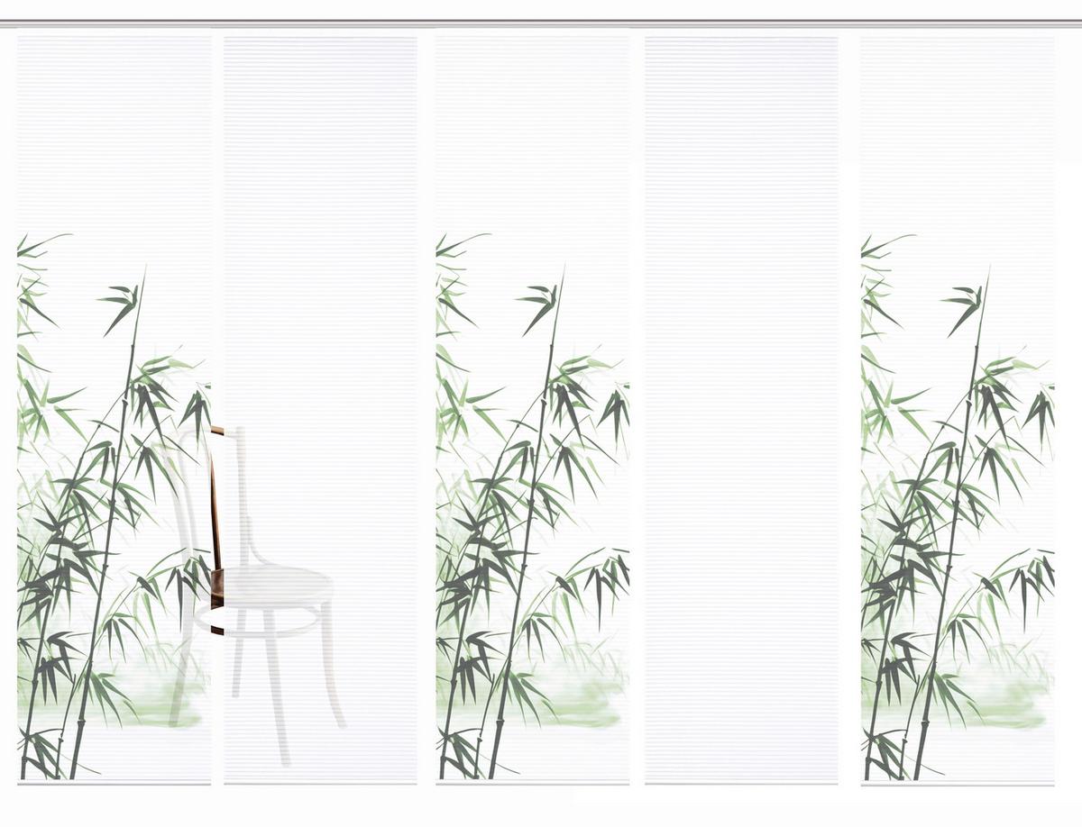 Flächenvorhang Rufus 5er Set - Weiß/Grün, Natur, Textil (60/245cm)