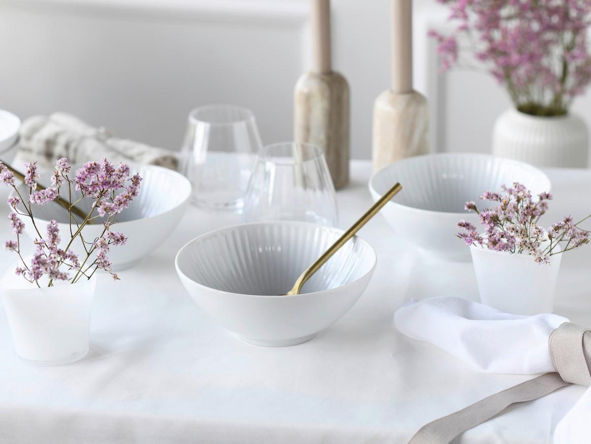Schüsselset Valencia Weiß 6 Stück - Weiß, Design, Keramik - Creatable