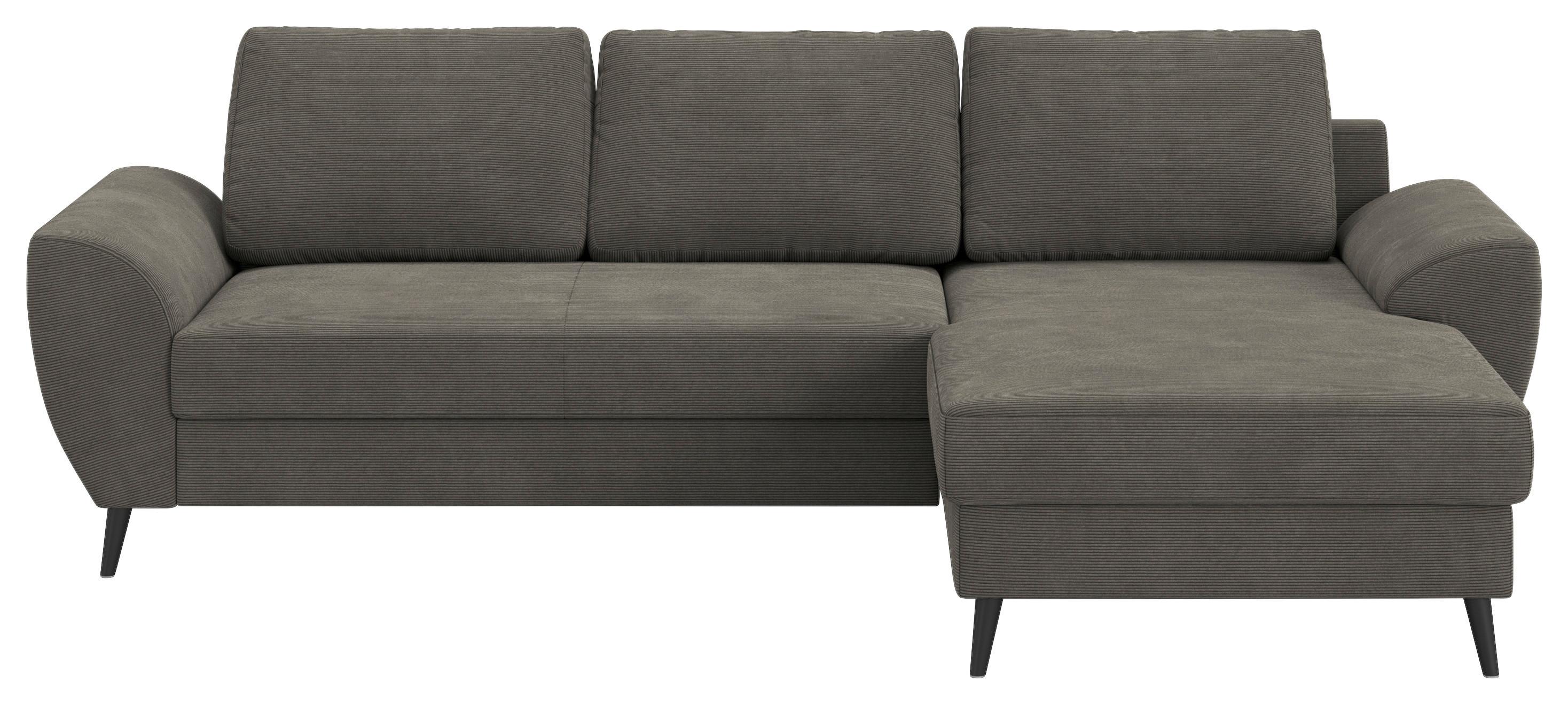 Ecksofa mit Bettfunktion Terra Cord anthrazit, B: 255cm - Anthrazit/Schwarz, Trend, Textil (255/154cm) - MID.YOU