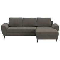 Ecksofa mit Bettfunktion Terra Cord anthrazit, B: 255cm - Anthrazit/Schwarz, Trend, Textil (255/154cm) - MID.YOU