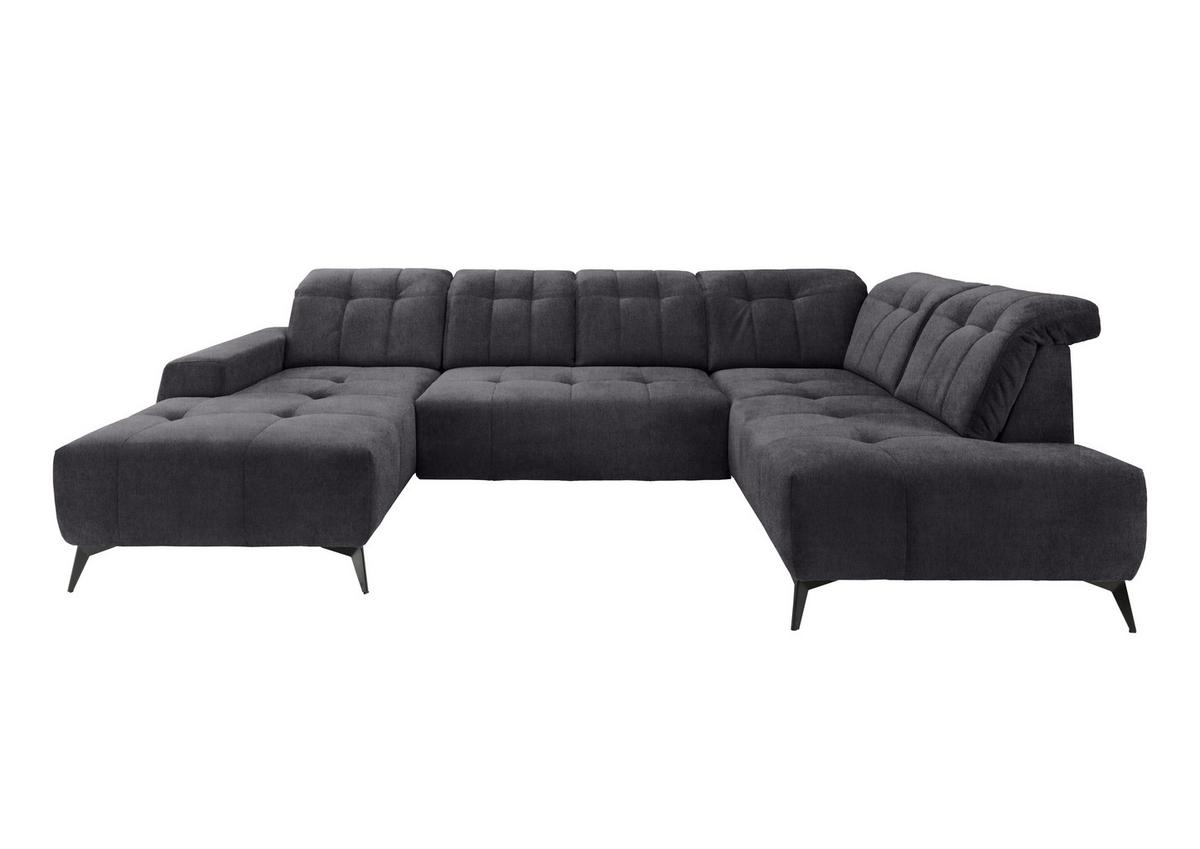 Ecksofa, Sitzvorzug Elektrisch Sano, Anthrazit, 180x337x200cm - Anthrazit/Schwarz, MODERN, Textil (180/337/200cm) - Livetastic