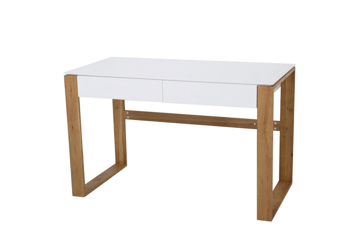 Schreibtisch Naturfarben, Weiß L: 120cm - Naturfarben/Weiß, Design, Holz/Holzwerkstoff (120/60/75cm) - Livetastic
