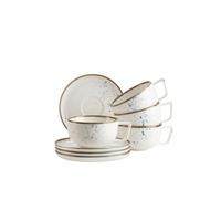 Tassenset Pintar Porzellan 8--Teilig. D: 14 cm Blau Weiß - Blau/Weiß, Basics, Keramik - Mäser