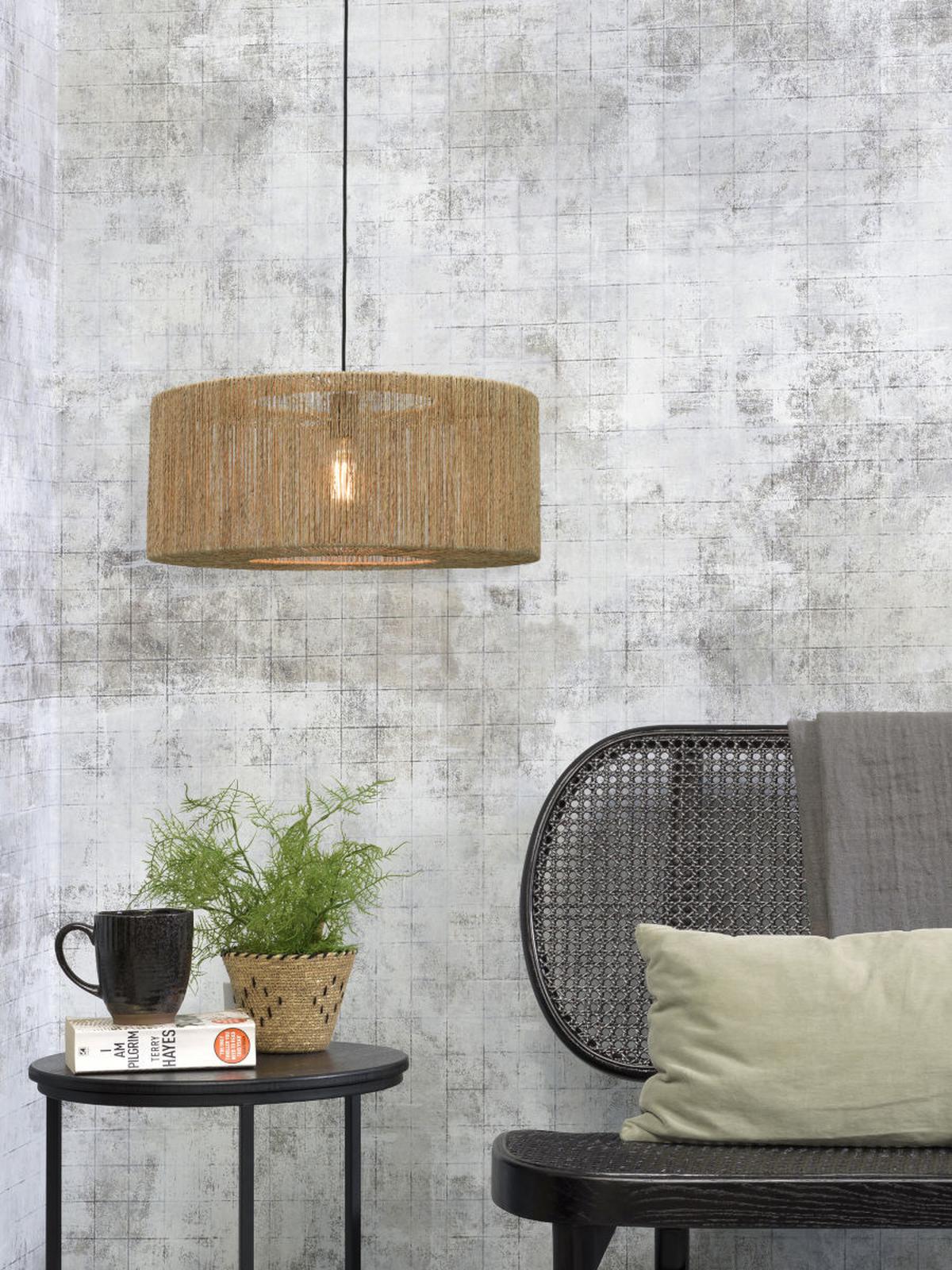 Hängeleuchte Iguazu H: 27 Cm 1-Flammig Höhenverstellbar - Hellbraun/Schwarz, Natur, Naturmaterialien/Kunststoff (60/27cm) - Good & Mojo