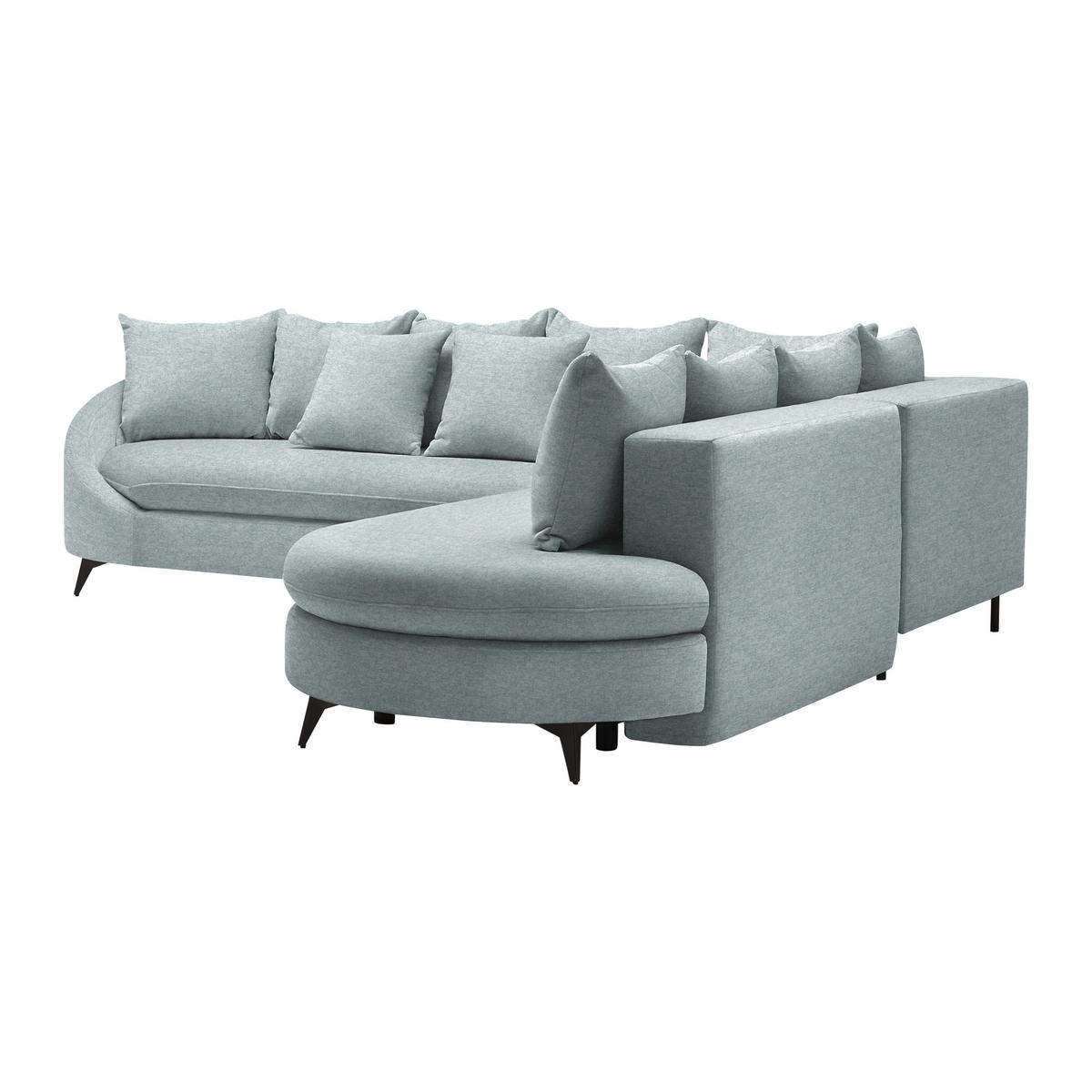 Rohová sedačka AXEL, pravá, světle modrá tkanina - černá/světle modrá, Moderní, kov/textil (291/250cm) - Mömax