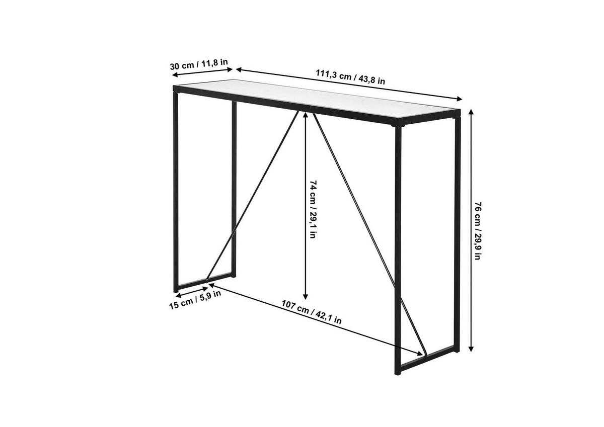 Konsolentisch Glam Console Schwarz B: 30 Cm - Schwarz, KONVENTIONELL, Glas/Metall (111/30/76cm) - Livetastic