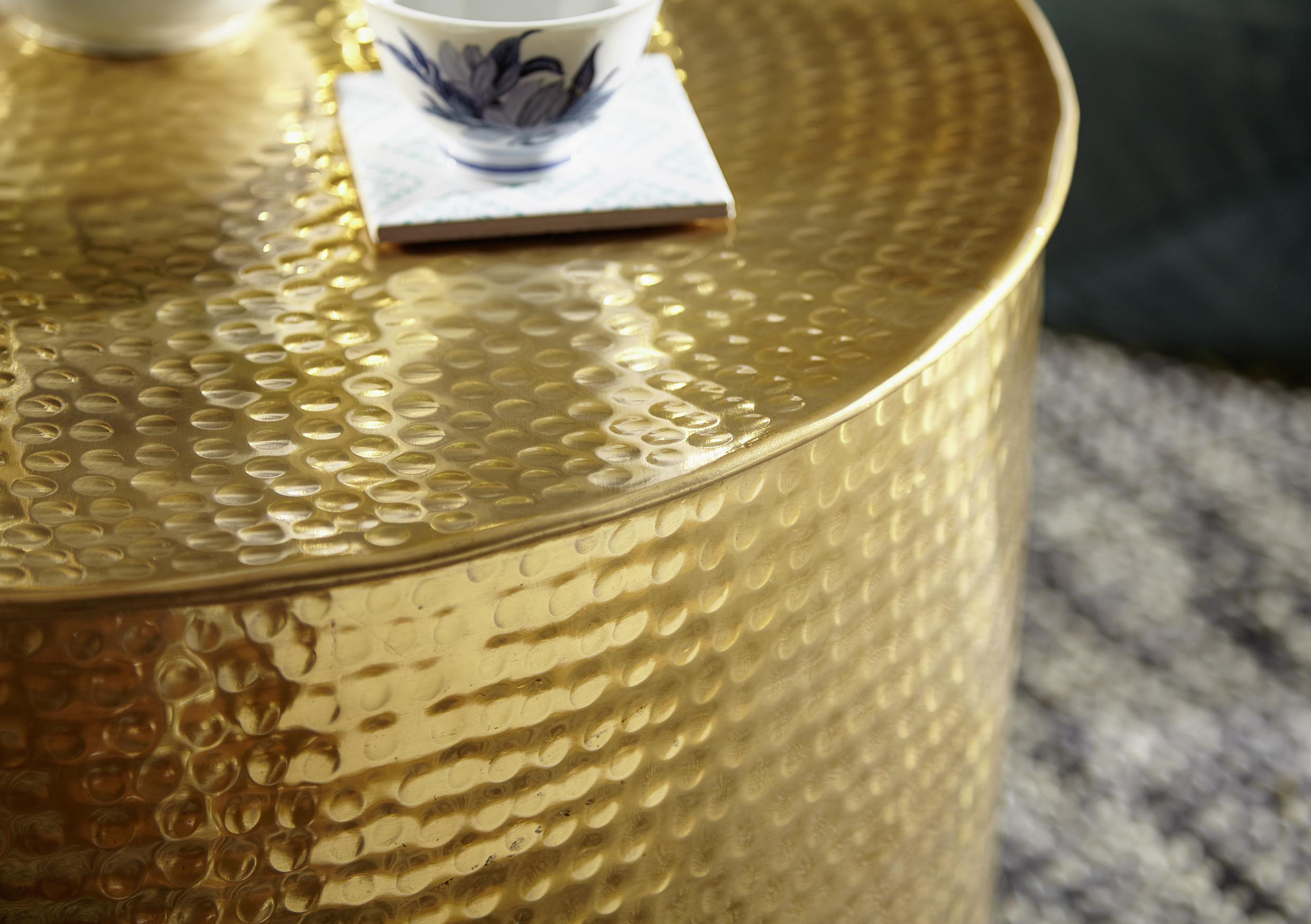 MID.YOU Couchtisch Rund Sockeldesign Rahi, Goldfarben