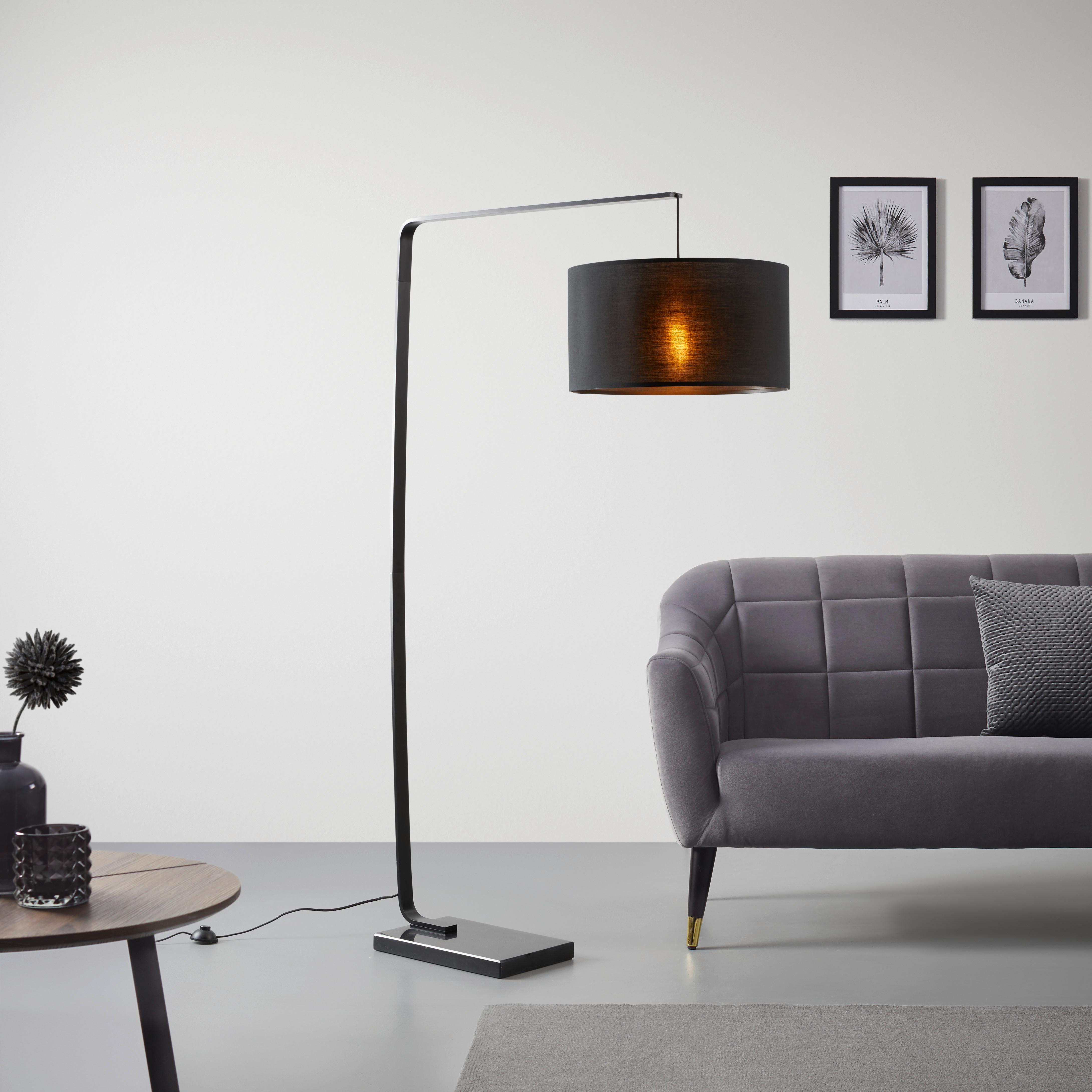 Stojací Svítidlo Giovanna - černá, Moderní, kov/textil (45/10,2/170cm) - Bessagi Home