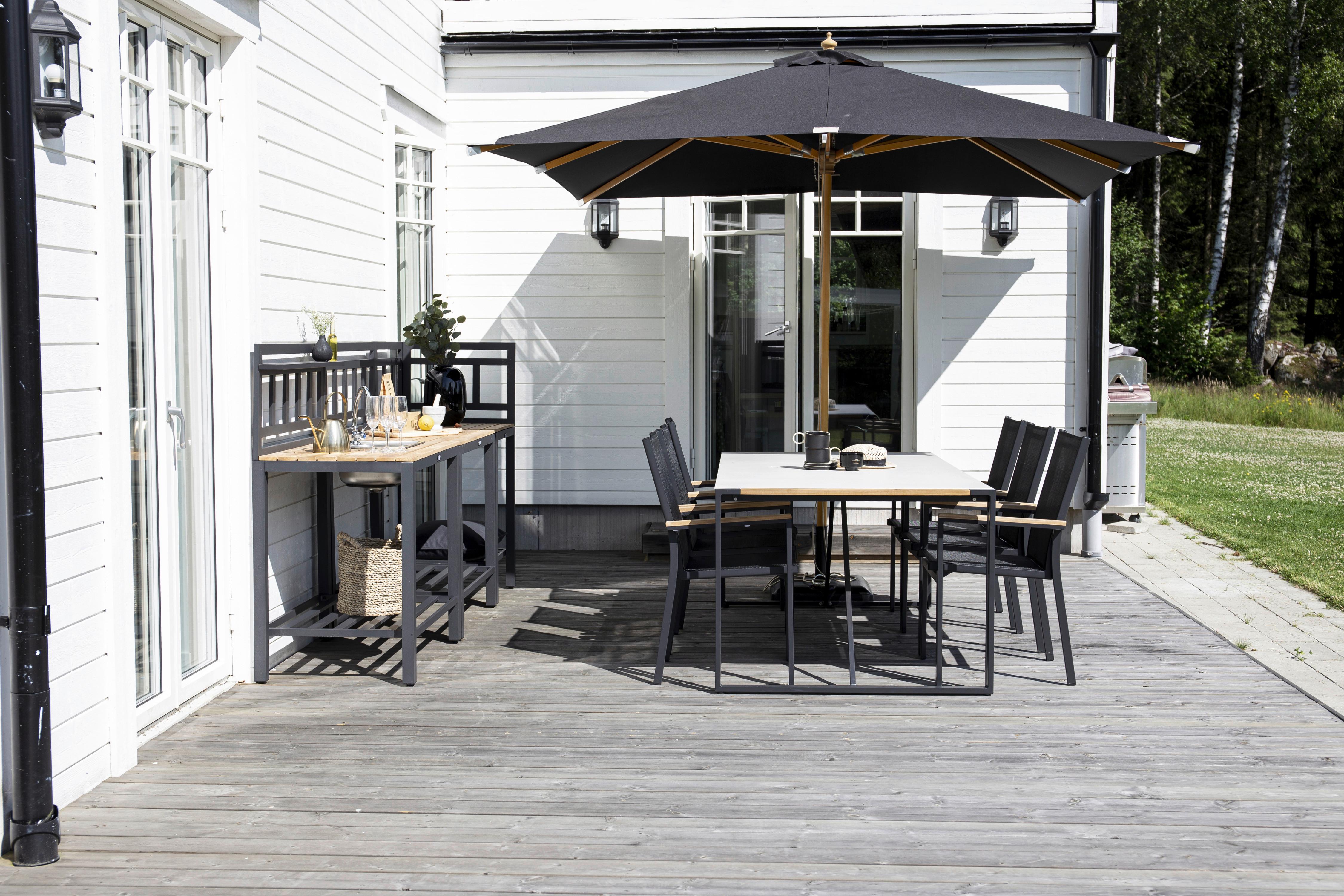 Sonnenschirm Naxos - Schwarz, KONVENTIONELL (300/270/300cm) - Gardenson