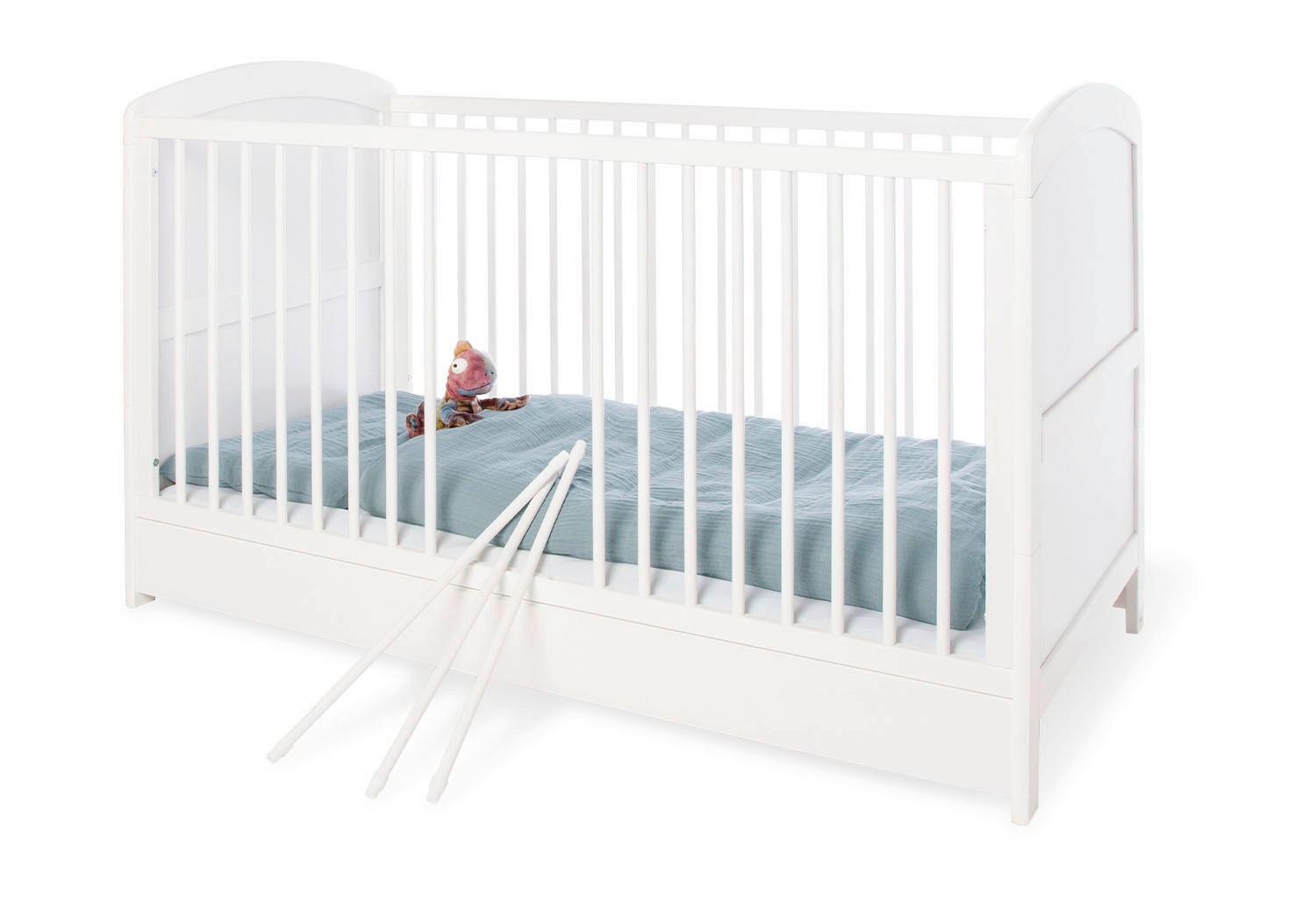 Gitterbett 110025 Laura - Weiß, Trend, Holzwerkstoff (145/75/90cm) - Pinolino