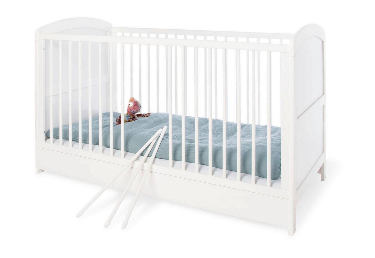 Gitterbett 110025 Laura - Weiß, Trend, Holzwerkstoff (145/75/90cm) - Pinolino