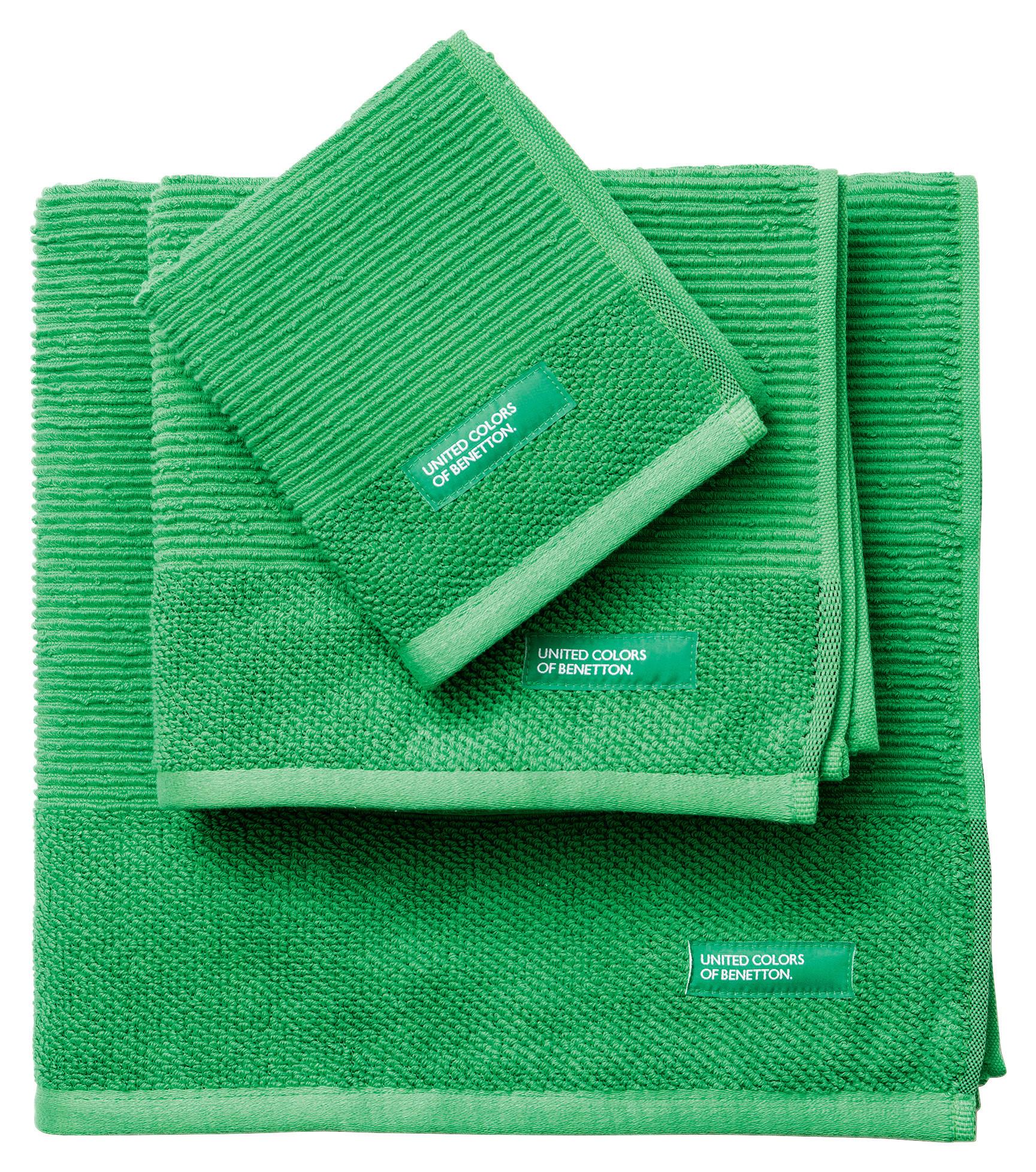 Handtuch Set Rainbow 3-Tlg. Baumwolle Grün, 450 G/M2 - Grün, Basics, Textil - Benetton