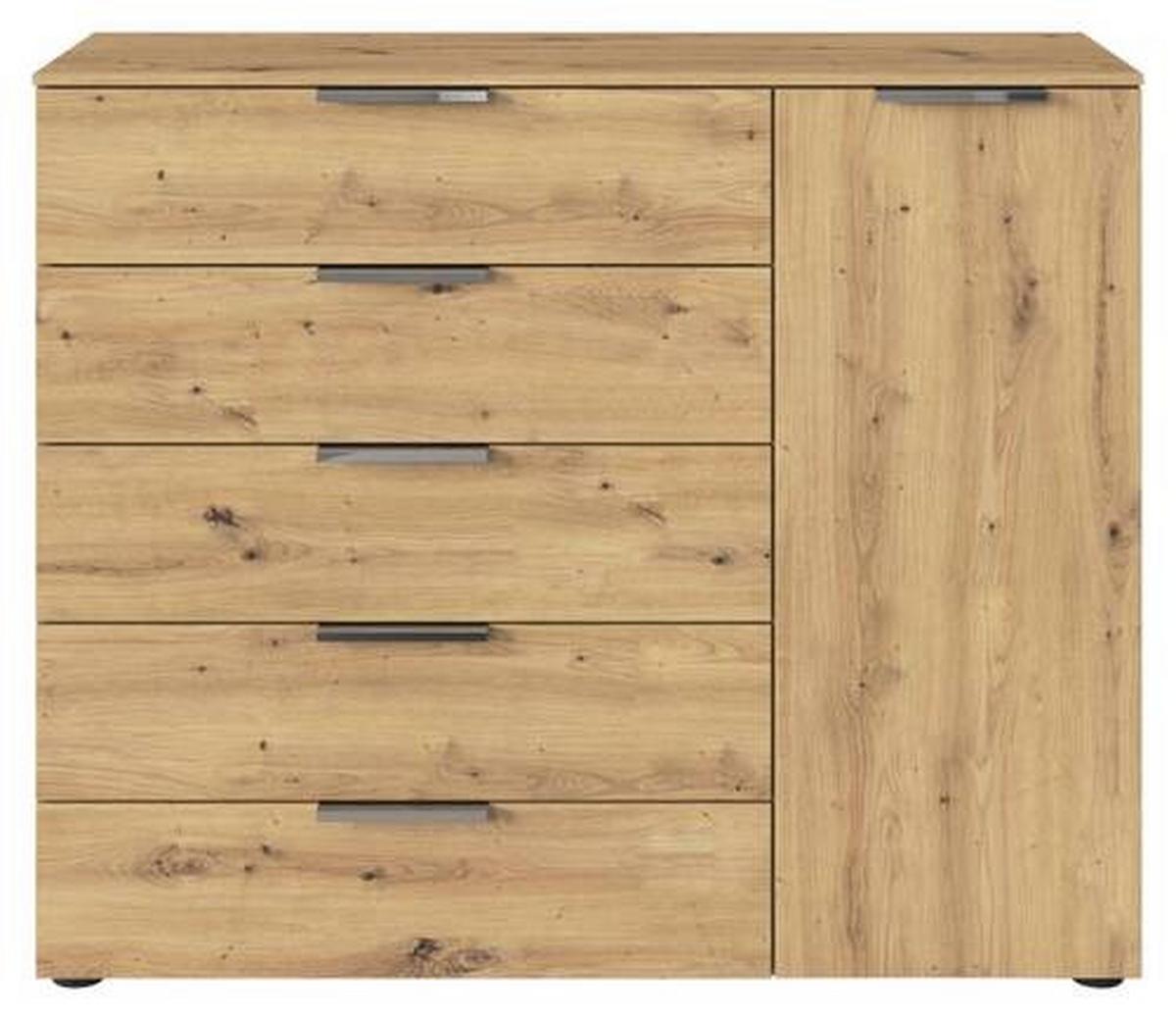 Kommode Flipp Eiche/chromfarben B: 120 Cm - Chromfarben/Schwarz, MODERN, Holzwerkstoff (120/100/42cm) - Rauch Möbel