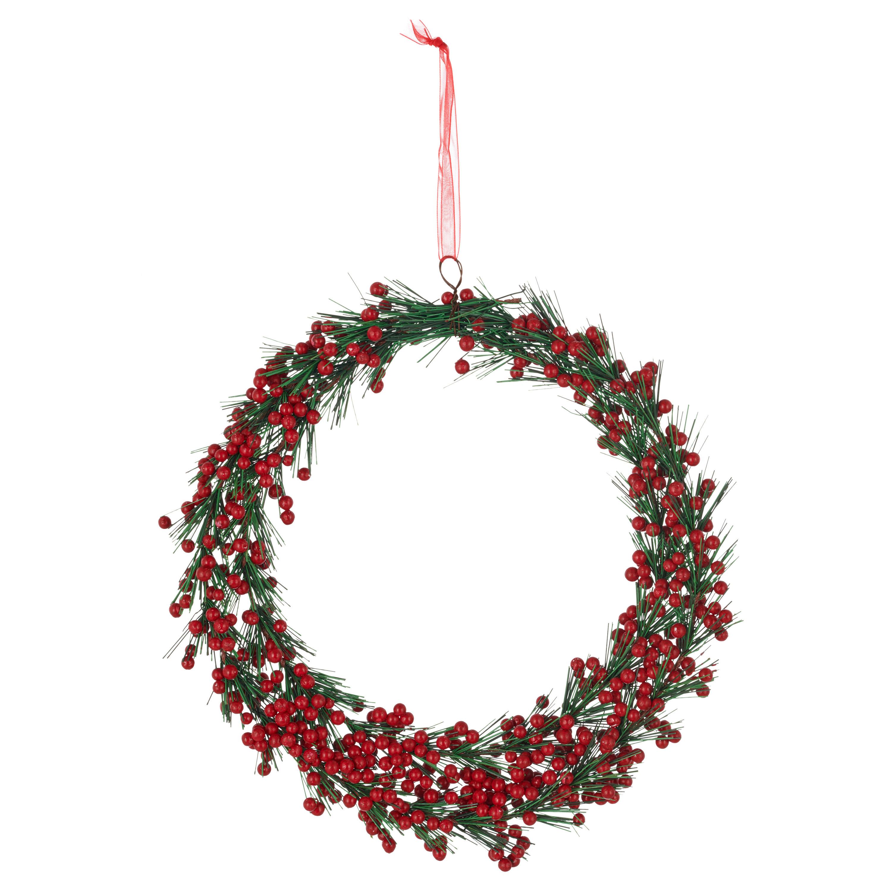 Umělý věnec P: 25 cm - zelená/červená, Basics, plast (25cm) - Mömax