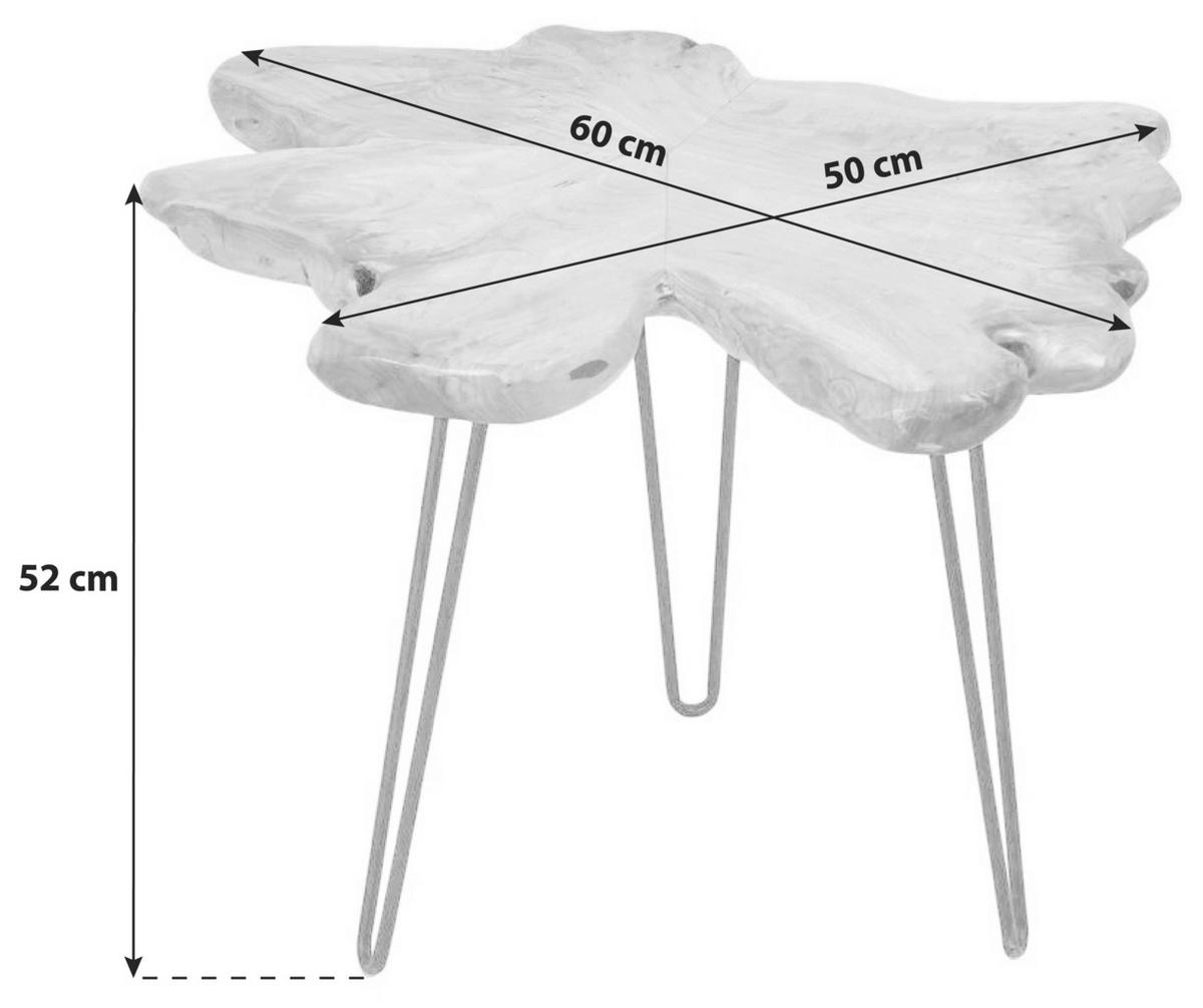 Beistelltisch Woody Hellbraun/schwarz - Hellbraun/Schwarz, Basics, Holz/Metall (50/60/52cm) - Kayoom