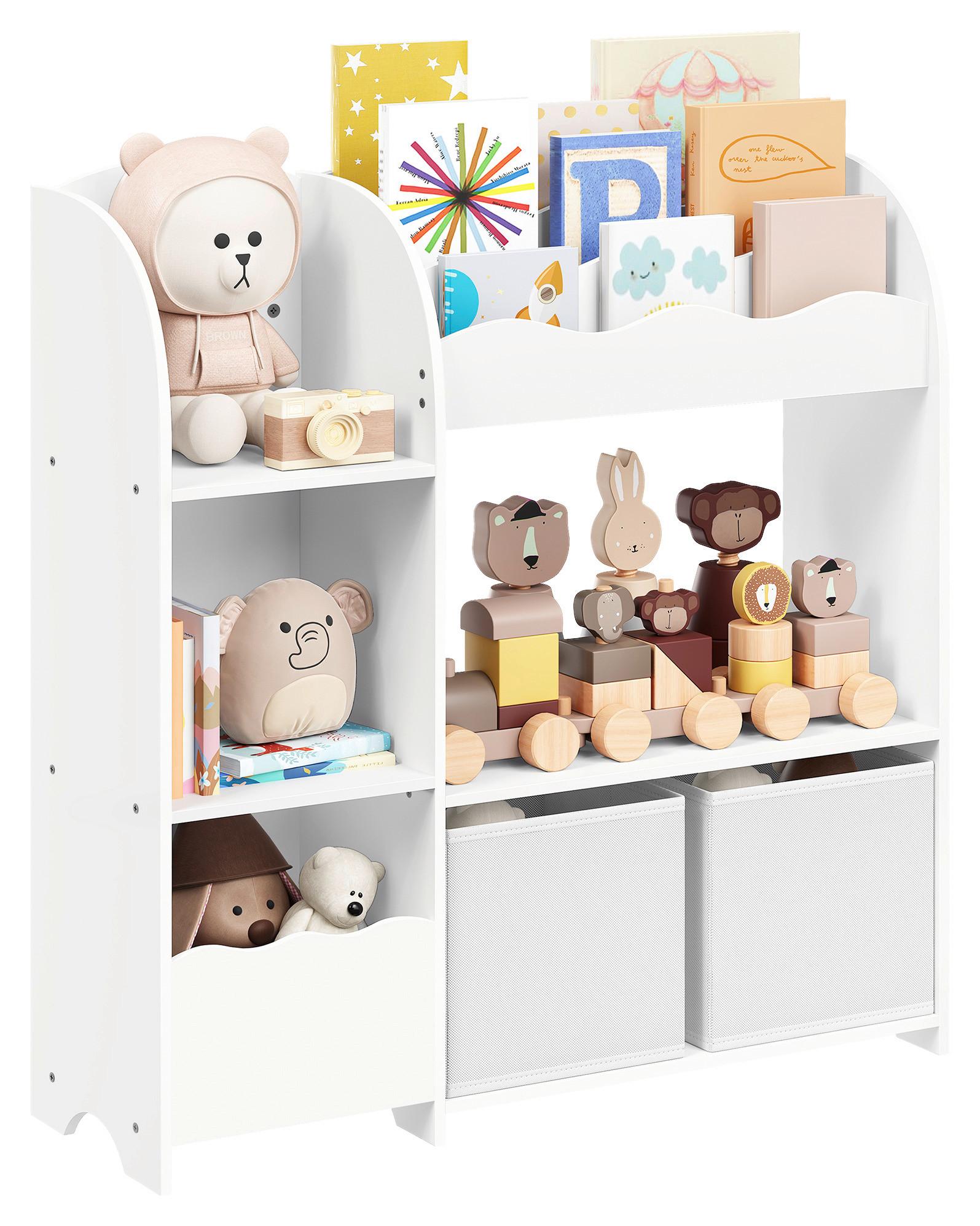 Toy Storage Shelf Weiß B: 62,5 cm - Weiß, MODERN, Holzwerkstoff/Textil (62,5/70,2/29,5cm) - MID.YOU