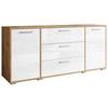 Sideboard 150cm Bogota XL Grau - Weiß Hochglanz/Eiche Wotan, Basics, Holzwerkstoff (150/68/40cm) - P & B