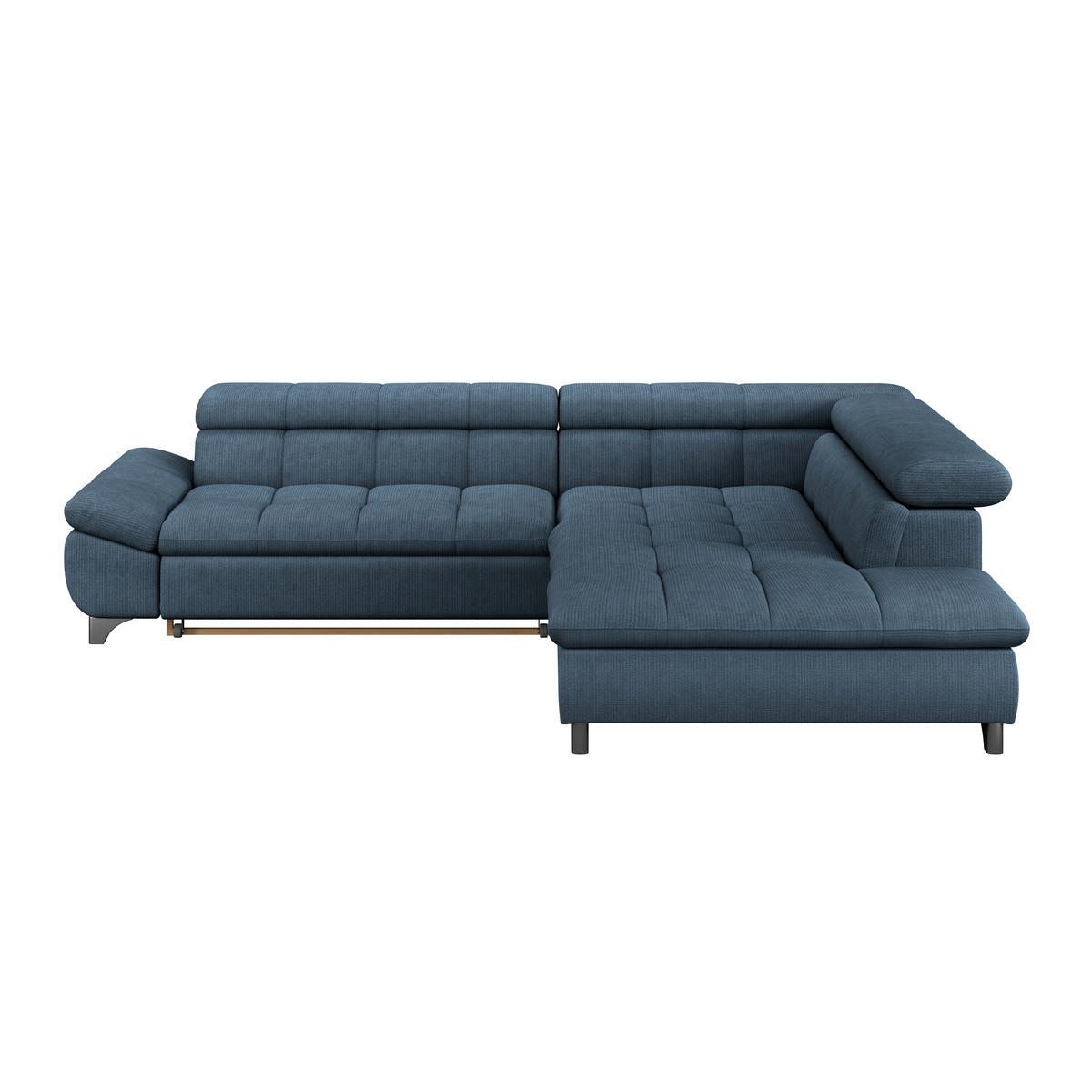 Ecksofa Mit Schlaffunktion Gemini Dunkelblau 312x234 Cm - Chromfarben/Dunkelblau, KONVENTIONELL, Textil (312/234cm)