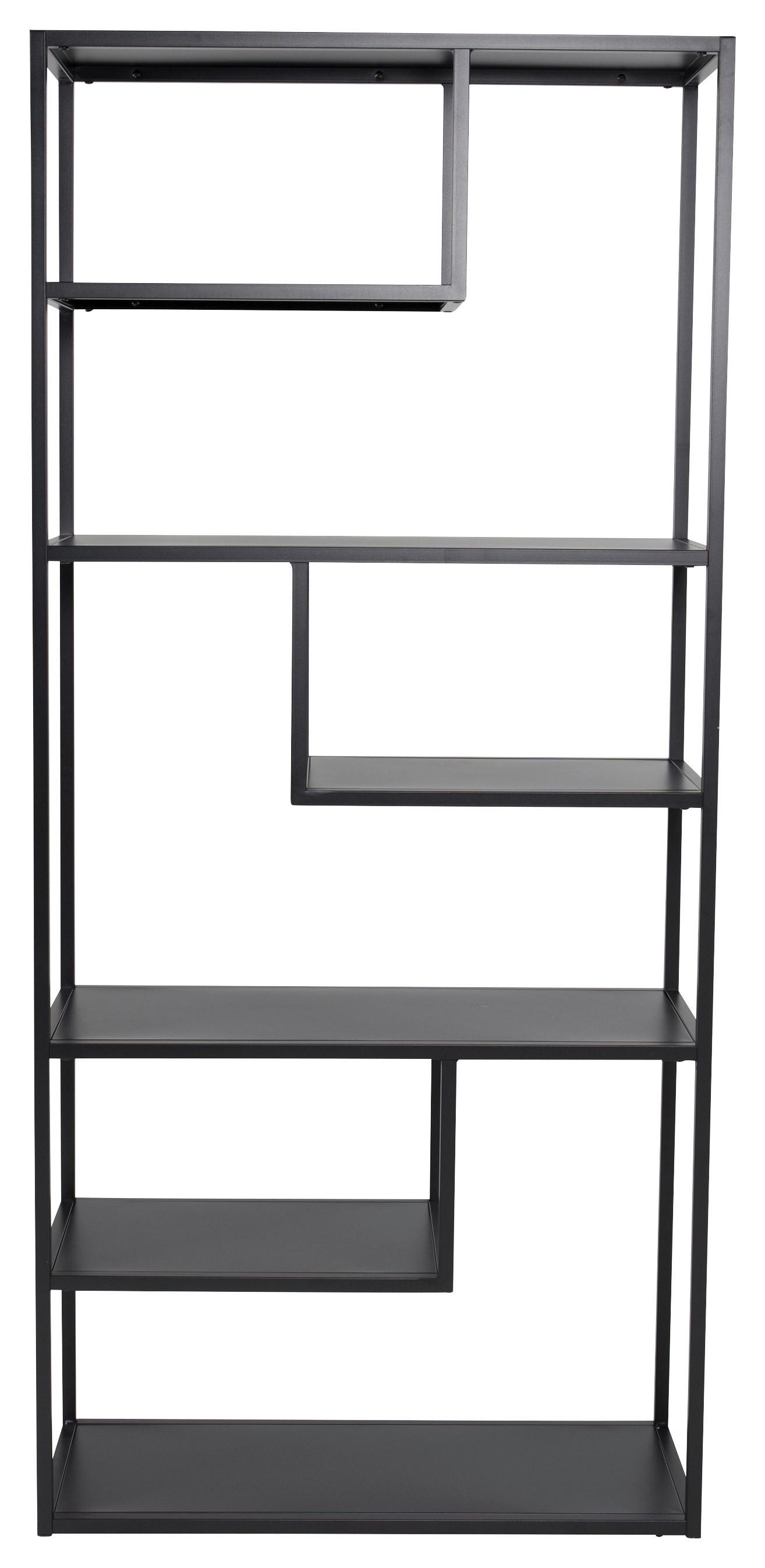 Bücherwand Staal - Schwarz, Design, Metall (85/188/35cm) - Livetastic