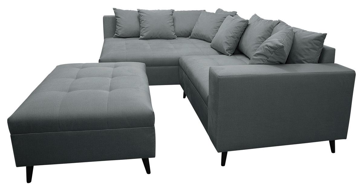 Ecksofa Pruno Dunkelgrau S: 174x247 Cm - Dunkelgrau/Schwarz, Design, Textil (174/247cm) - MID.YOU
