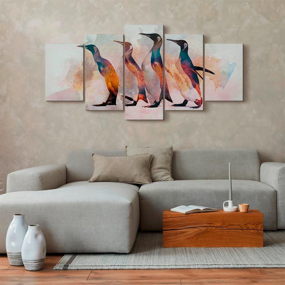 Leinwandbild Penguin Multicolor B: 100 Cm - Multicolor, Basics, Holzwerkstoff/Textil (100/50/1.2cm) - artgeist