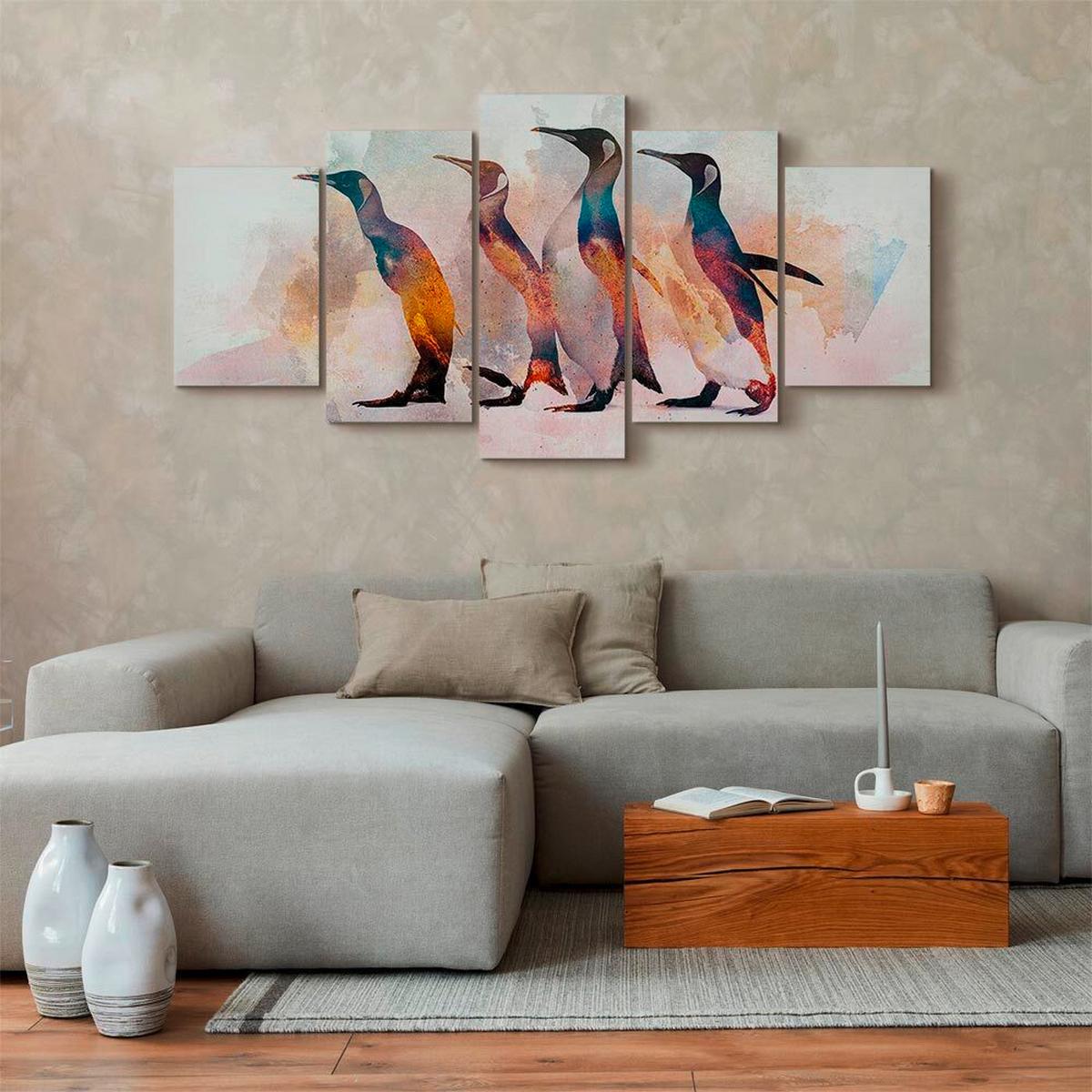 Leinwandbild Penguin Multicolor B: 100 Cm - Multicolor, Basics, Holzwerkstoff/Textil (100/50/1.2cm) - artgeist
