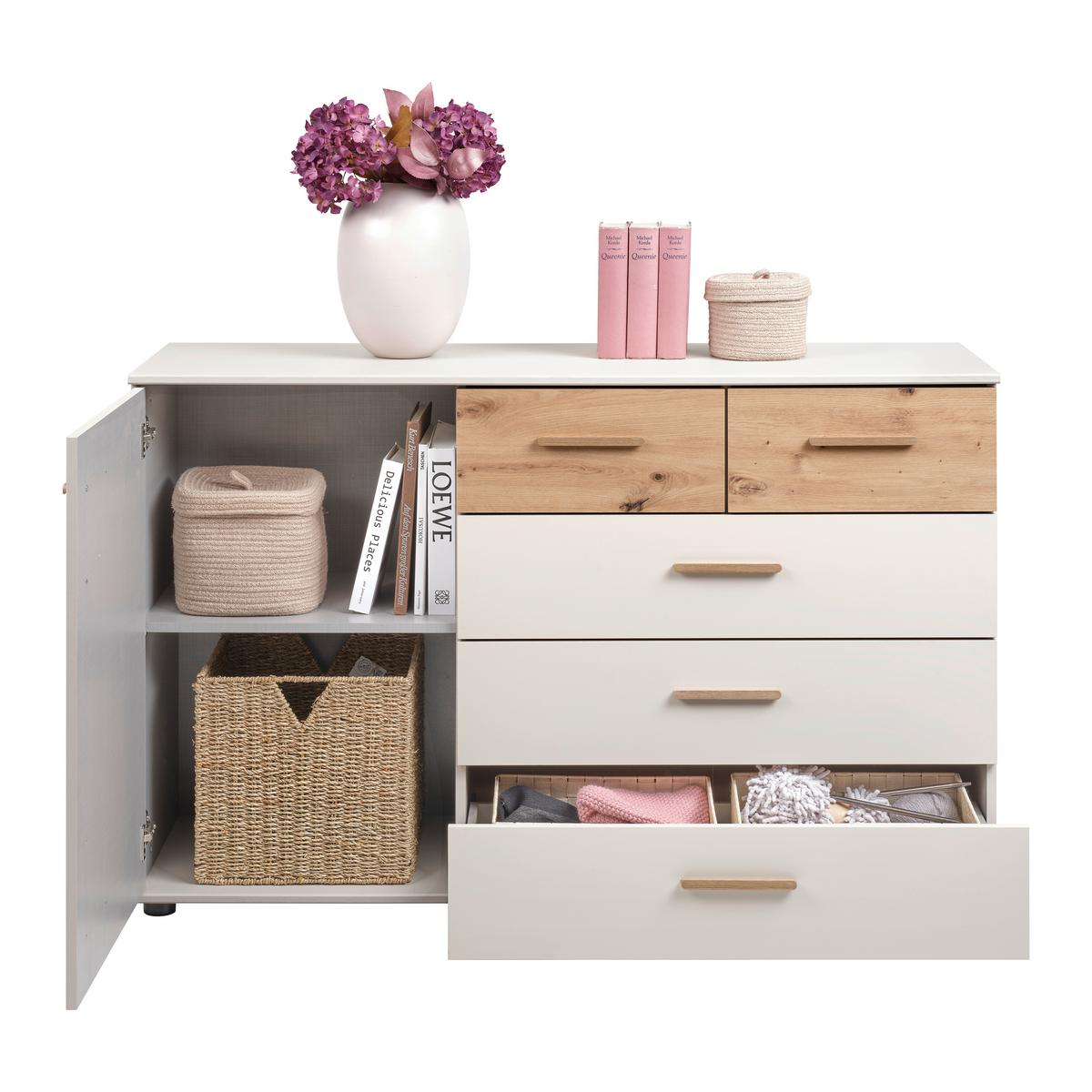 Komoda LUMIO - čierna/kašmírová, Konventionell, kompozitné drevo/plast (130/83/41cm) - Mömax