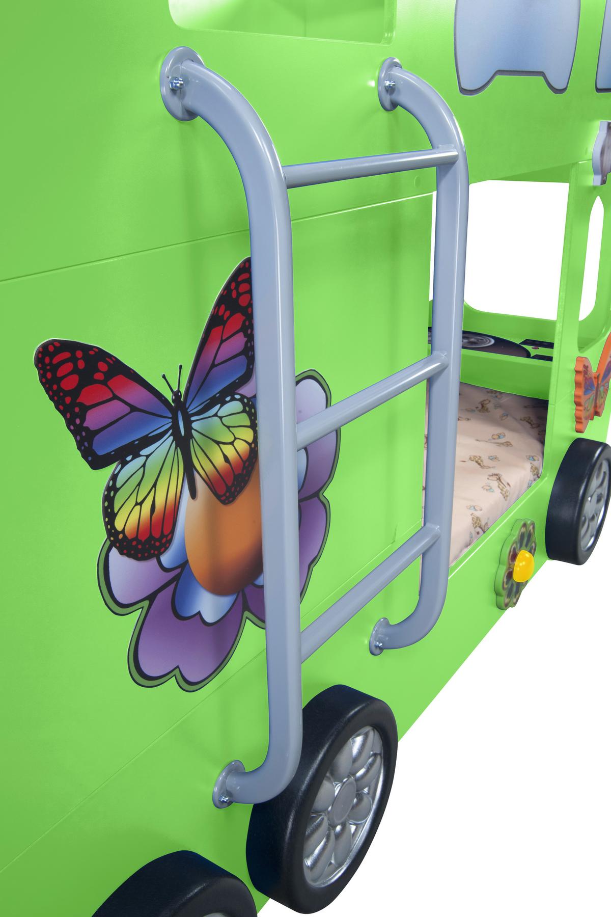 Autobett Happybus Doppeldecker Grün - Weiß/Grün, LIFESTYLE, Holz/Holzwerkstoff (90/190cm) - Livetastic