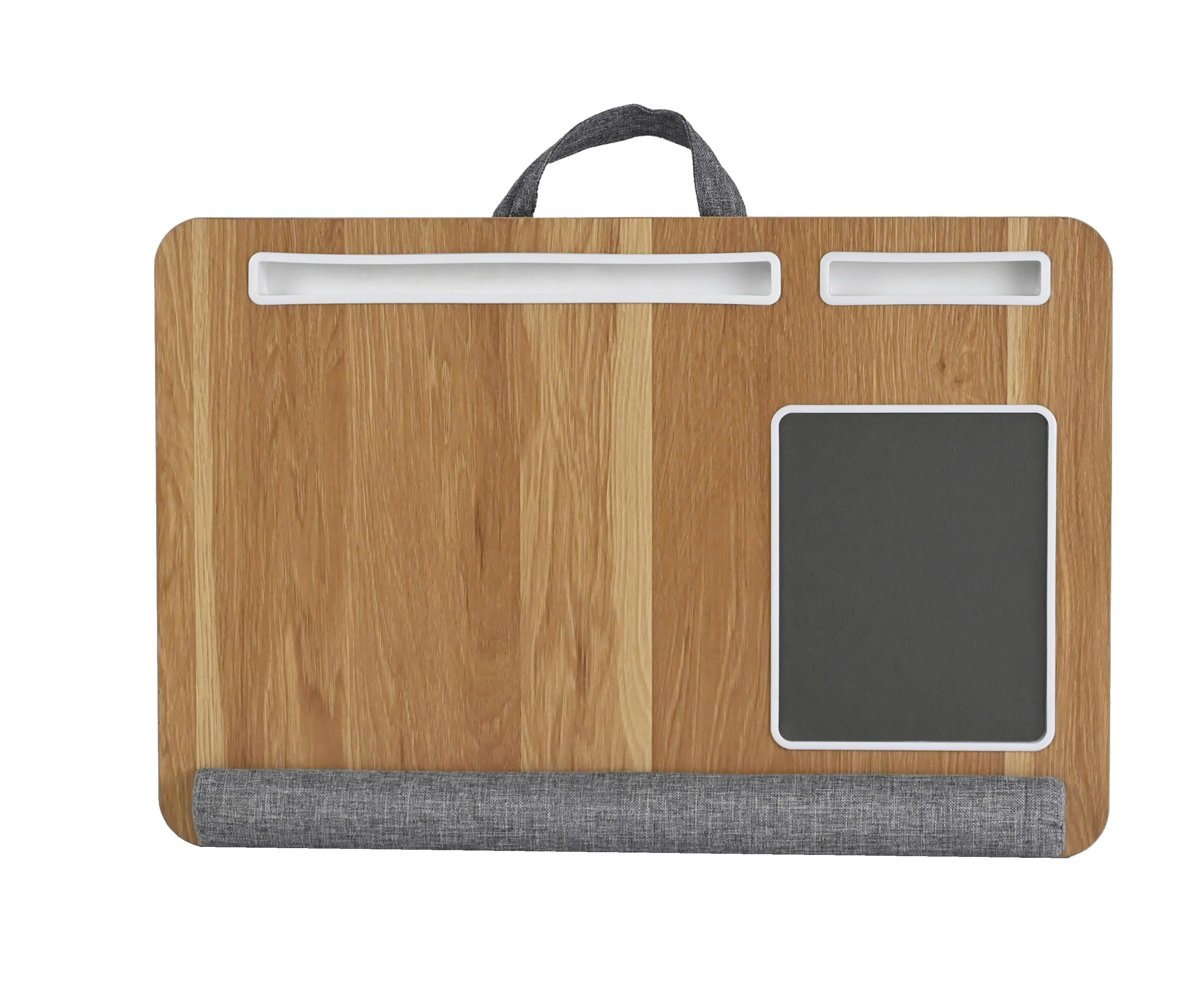 Stolík pod notebook LAPPY - šedá/přírodní barvy, Konvenční, kompozitní dřevo/textil (55/36,5/9,5cm) - Mömax