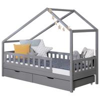 Hausbett Lou Bettschublade Hellgrau B: 90 Cm - Hellgrau/Naturfarben, MODERN, Holz (90/200cm) - MID.YOU