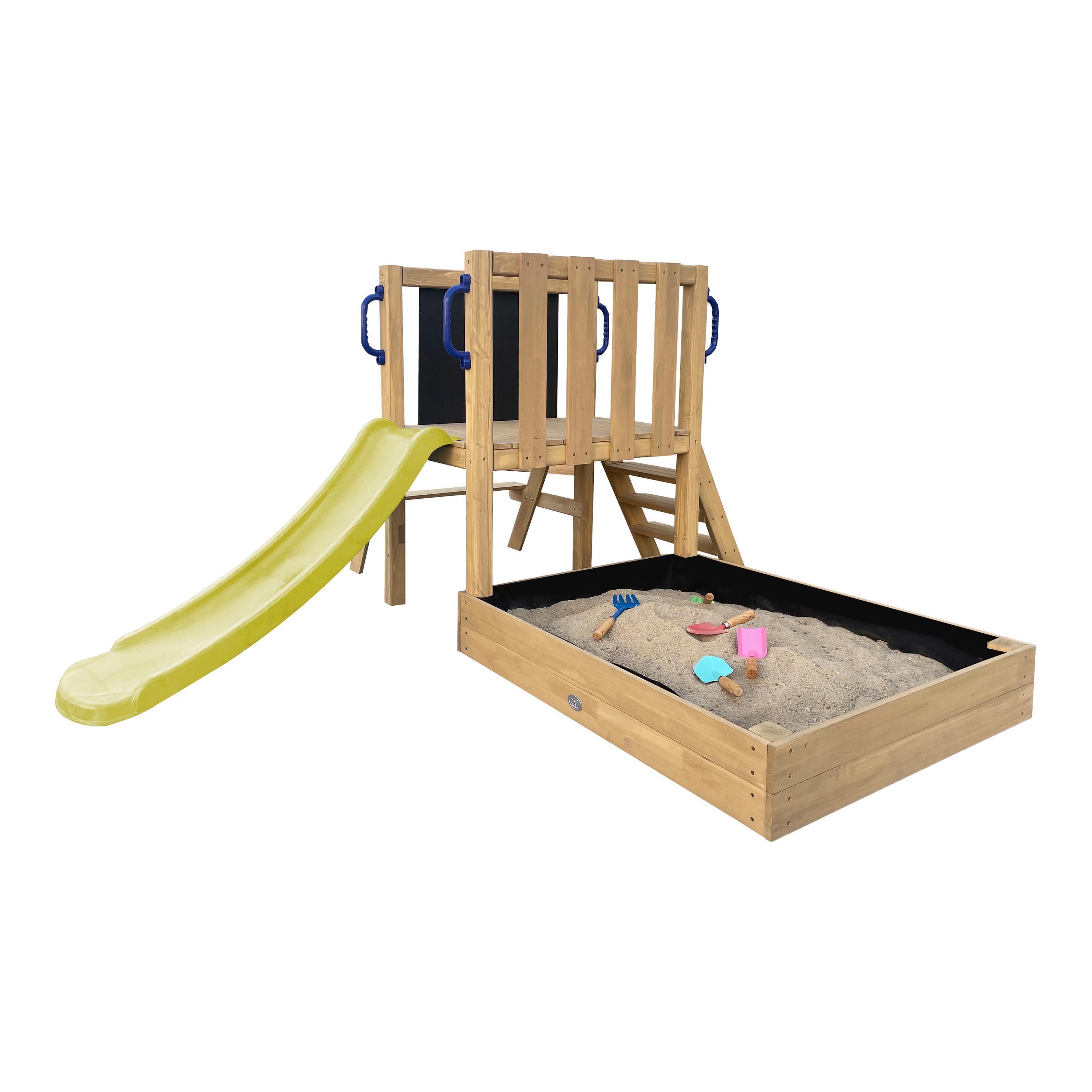 Spielturm mit Rutsche Limegrün - Limette/Braun, Basics, Holz/Kunststoff (208,7/88/215cm) - Ambia Garden