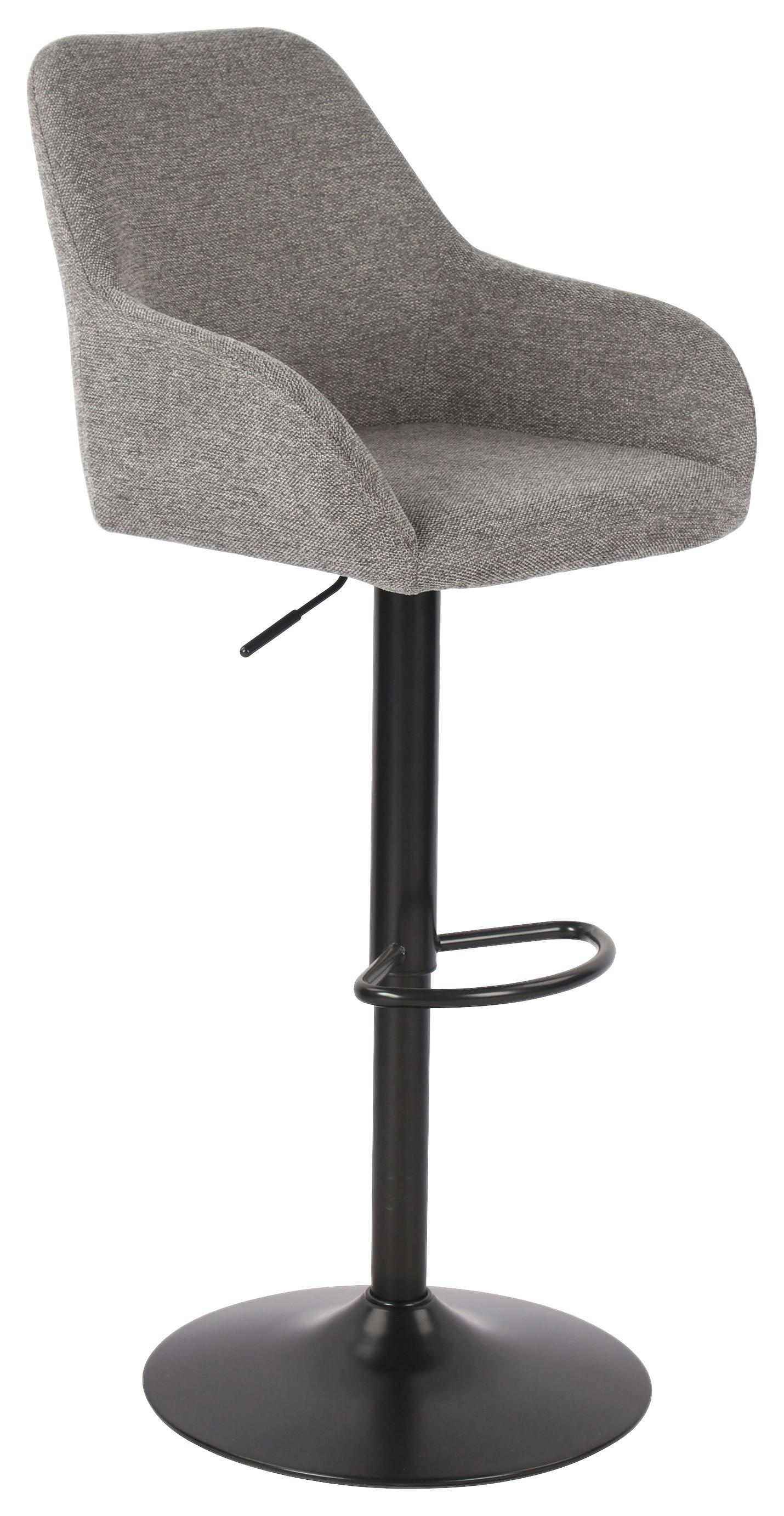 Barhocker höhenverstellbar mit Lehne Brego grau - Schwarz/Grau, MODERN, Textil/Metall (54/117/53cm)